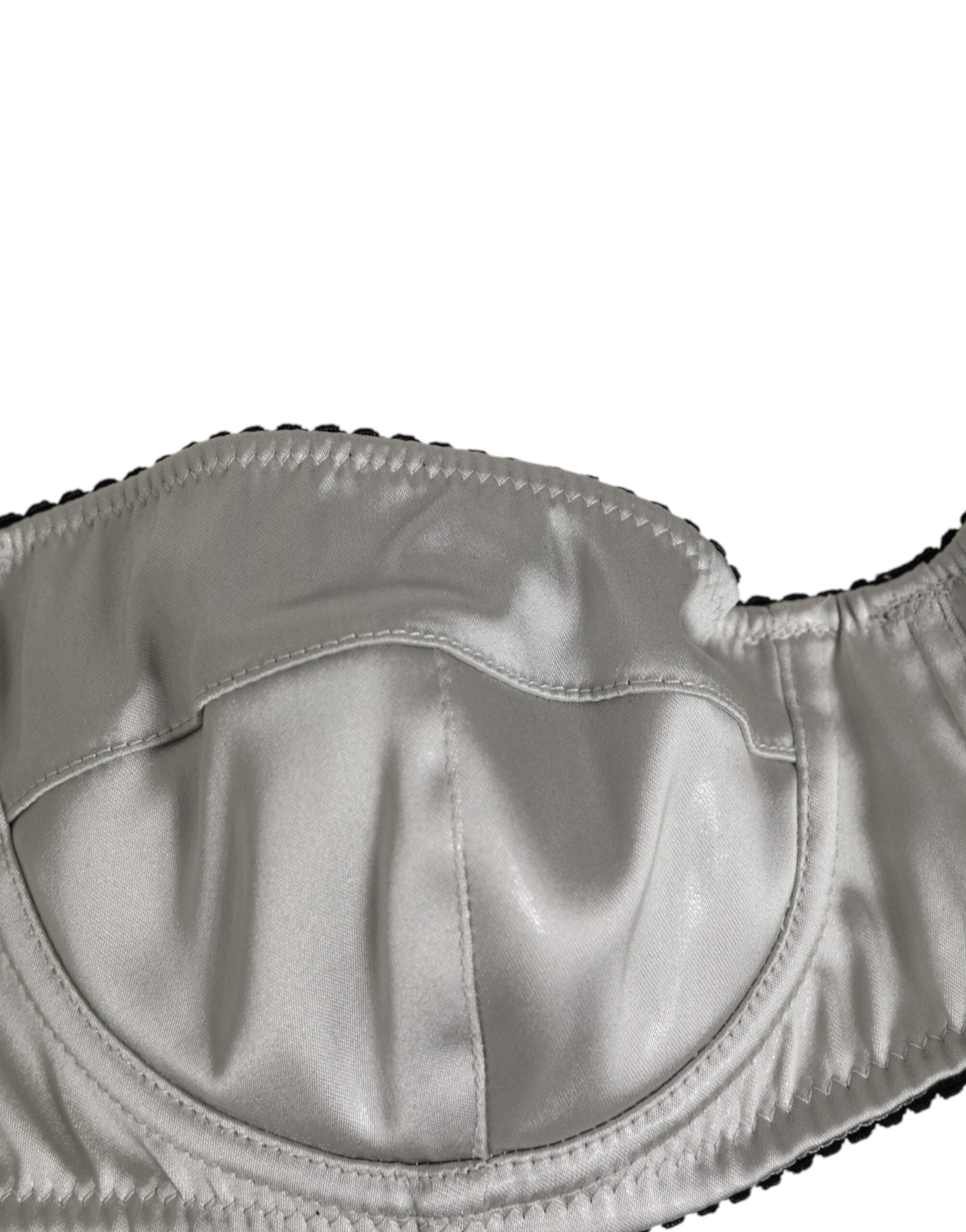 New Dolce & Gabbana Gray Acetate Stretch Balconcino Bra Underwear