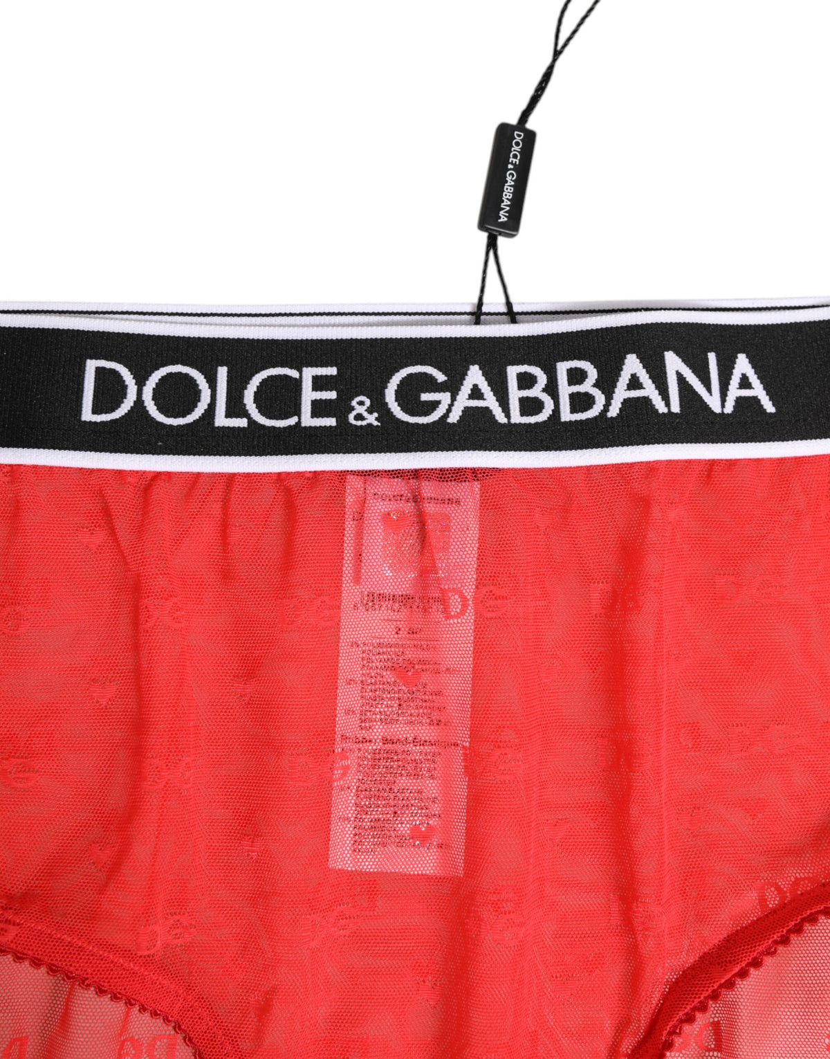 New Dolce & Gabbana Red Nylon Logo Waistband Brief Panty Underwear