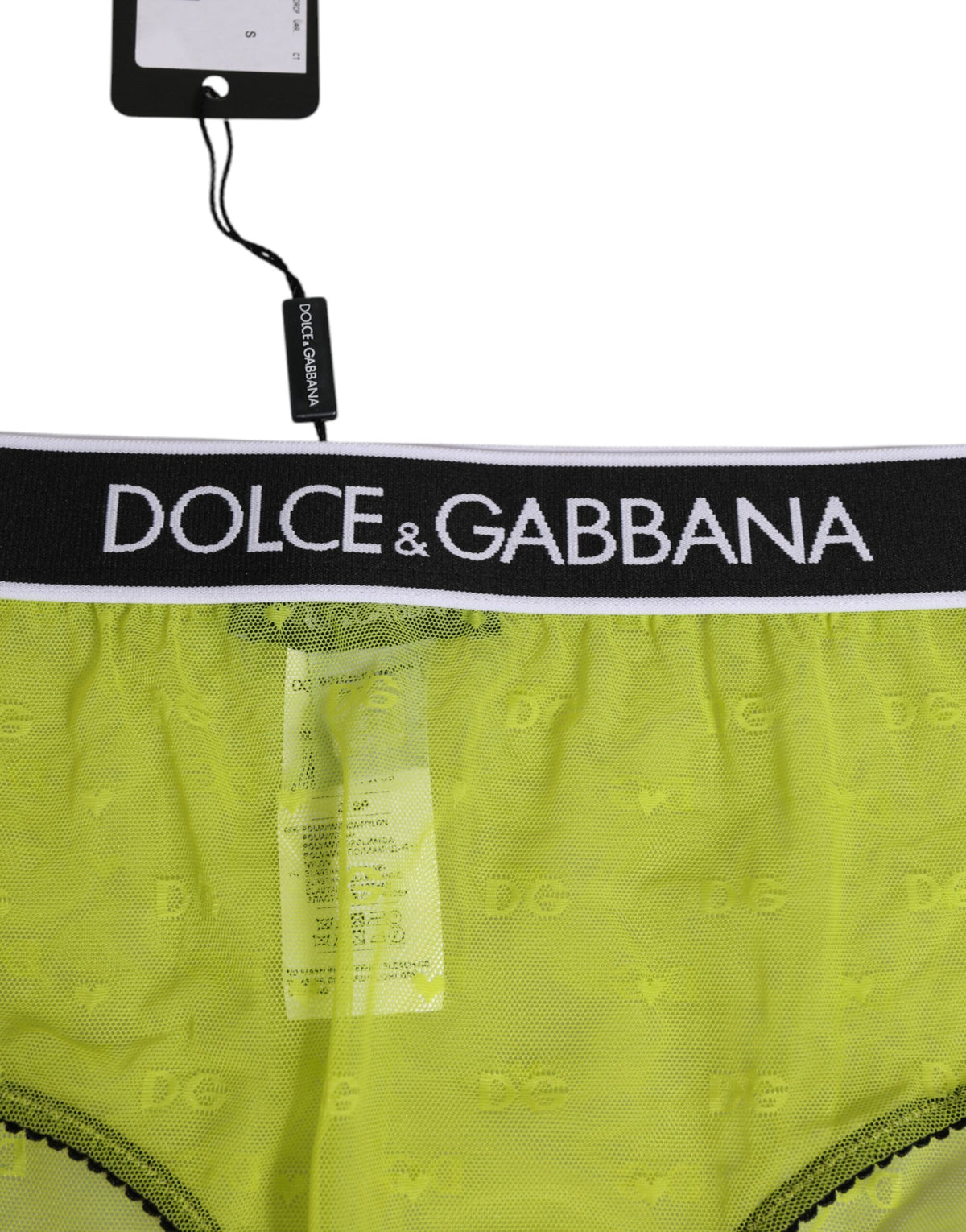 New Dolce & Gabbana Green Nylon Logo Waistband Brief Panty Underwear