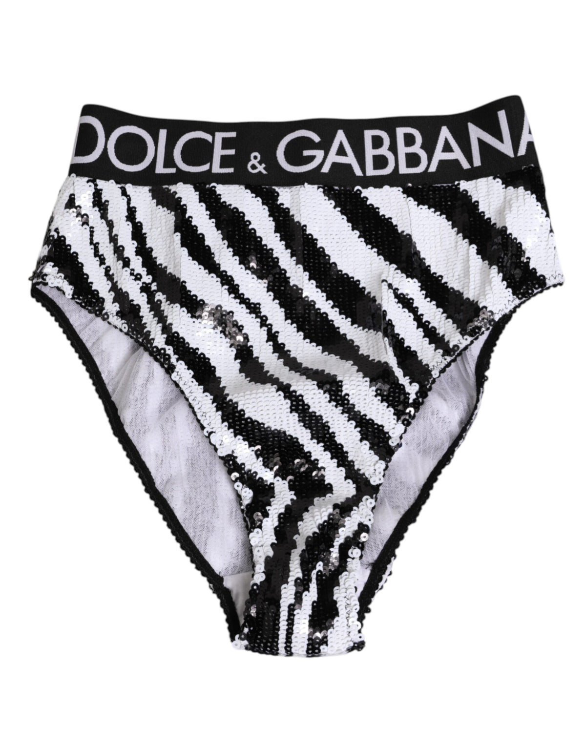 New Dolce & Gabbana Black White Stripes High Waist Panty Underwear