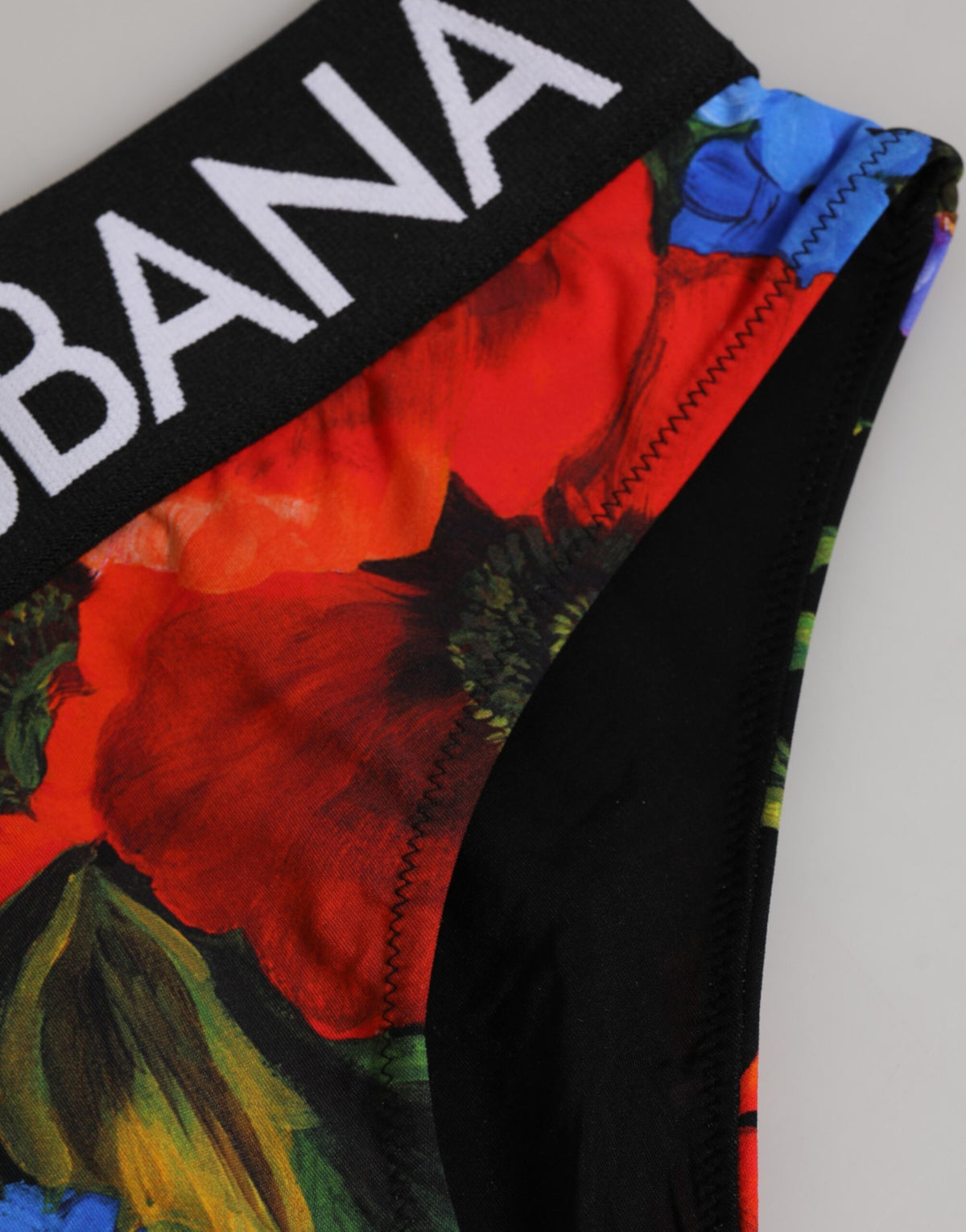 New Dolce & Gabbana Black Floral Print High Waist Panty Underwear