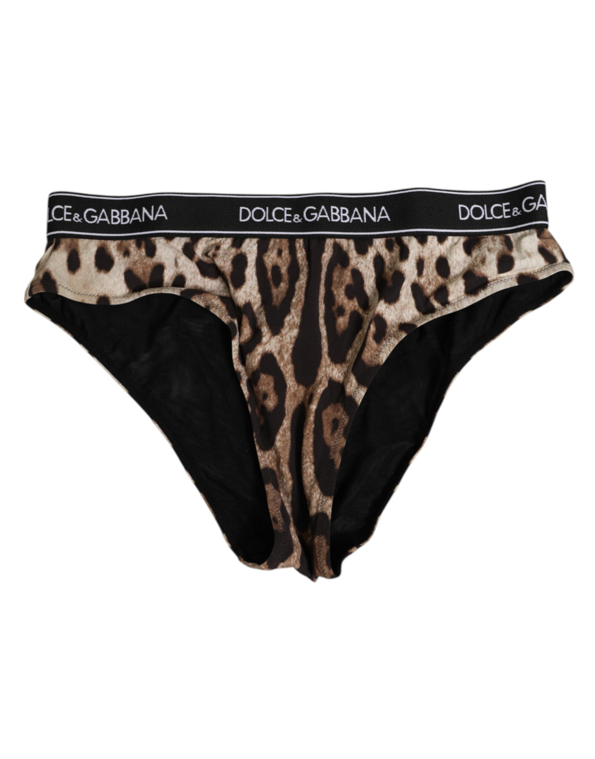 New Dolce & Gabbana Brown Leopard Nylon High Waist Panty Underwear