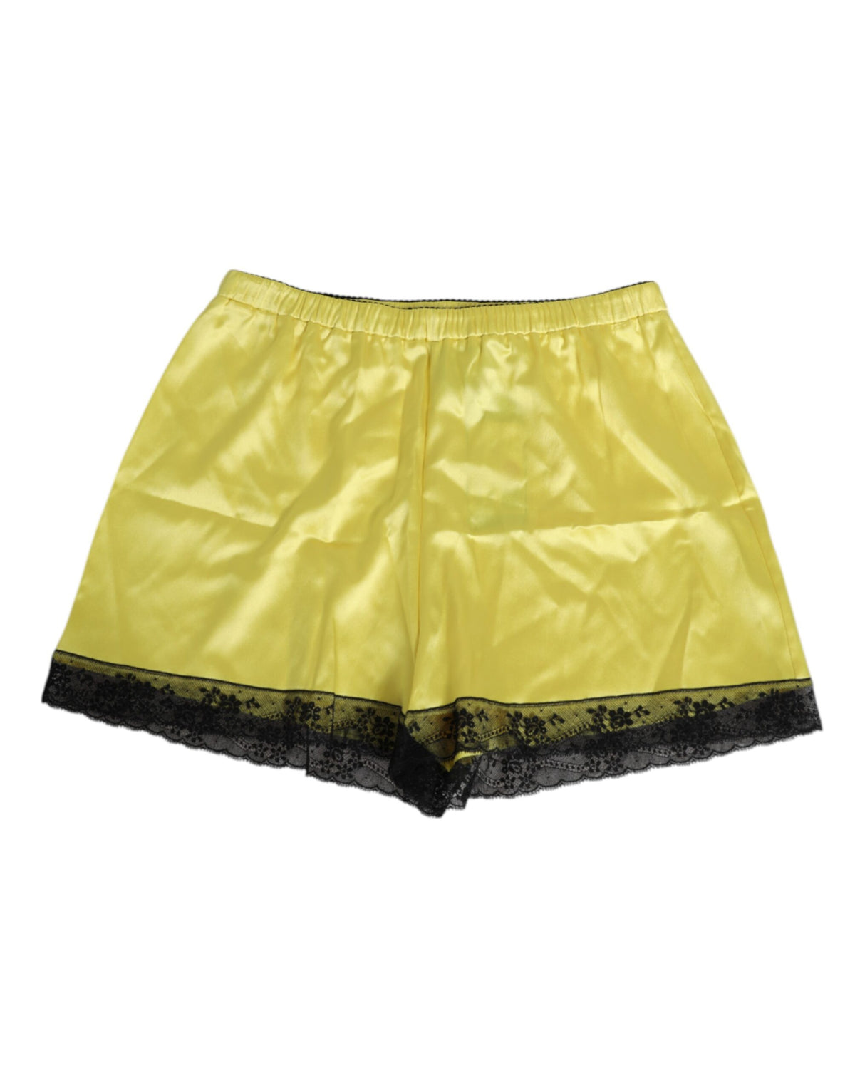 New Dolce & Gabbana Yellow Satin Silk Mid Waist Underwear Shorts