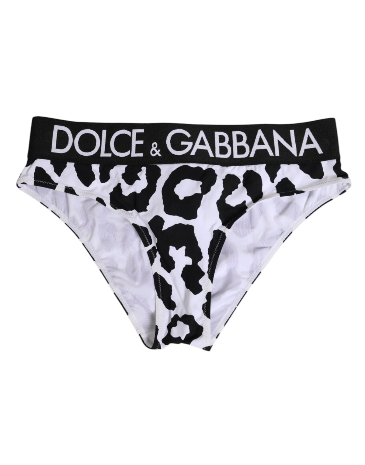 New Dolce & Gabbana White Leopard Nylon High Waist Panty Underwear
