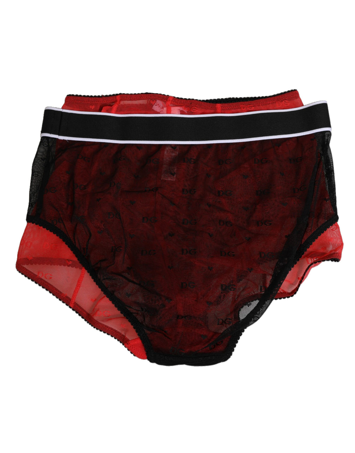 New Dolce & Gabbana Black Red Nylon High Waist Girdle Underwear