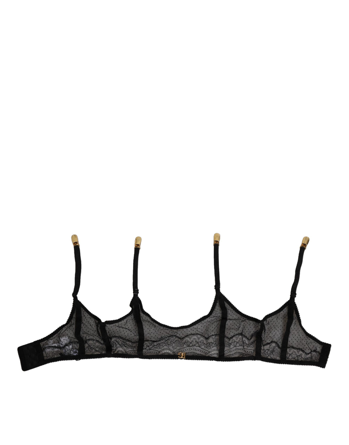 New Dolce & Gabbana Black Floral Lace Nylon Strap Garter Underwear