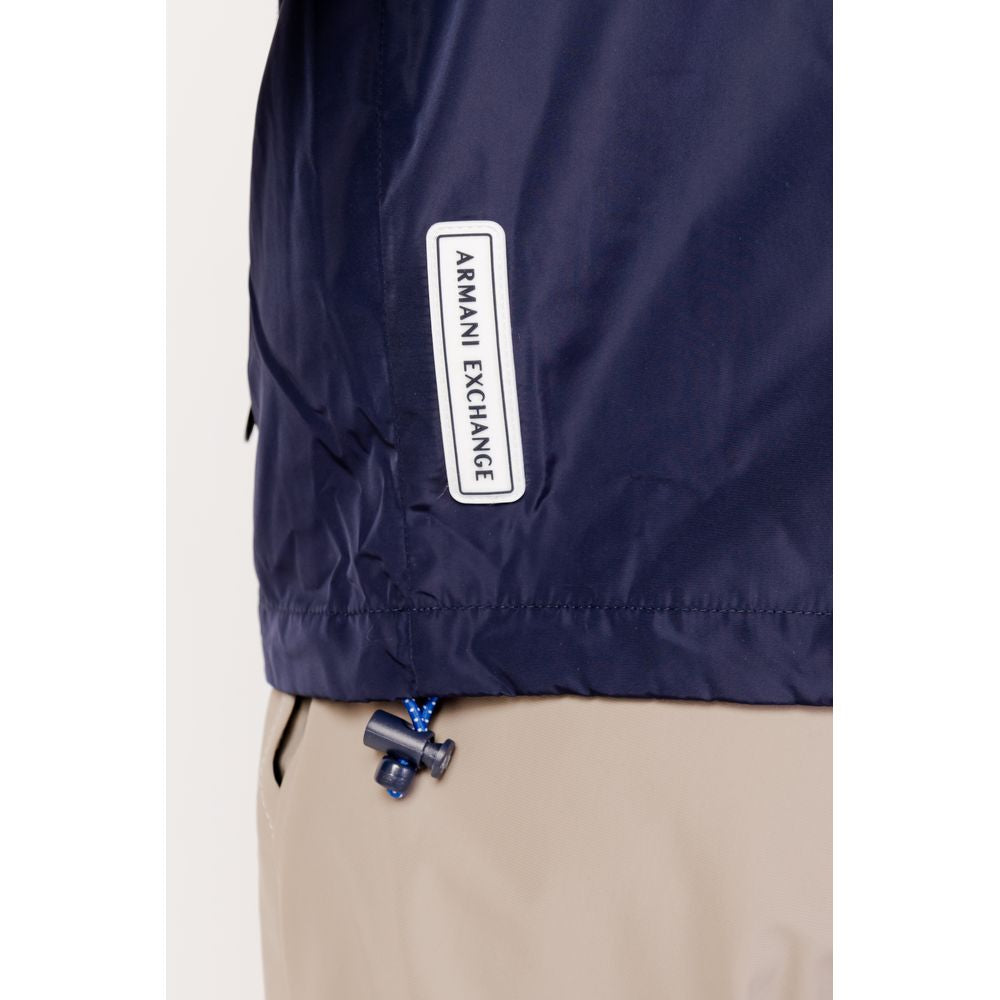 Armani Exchange Blue Polyester Shell Jacket