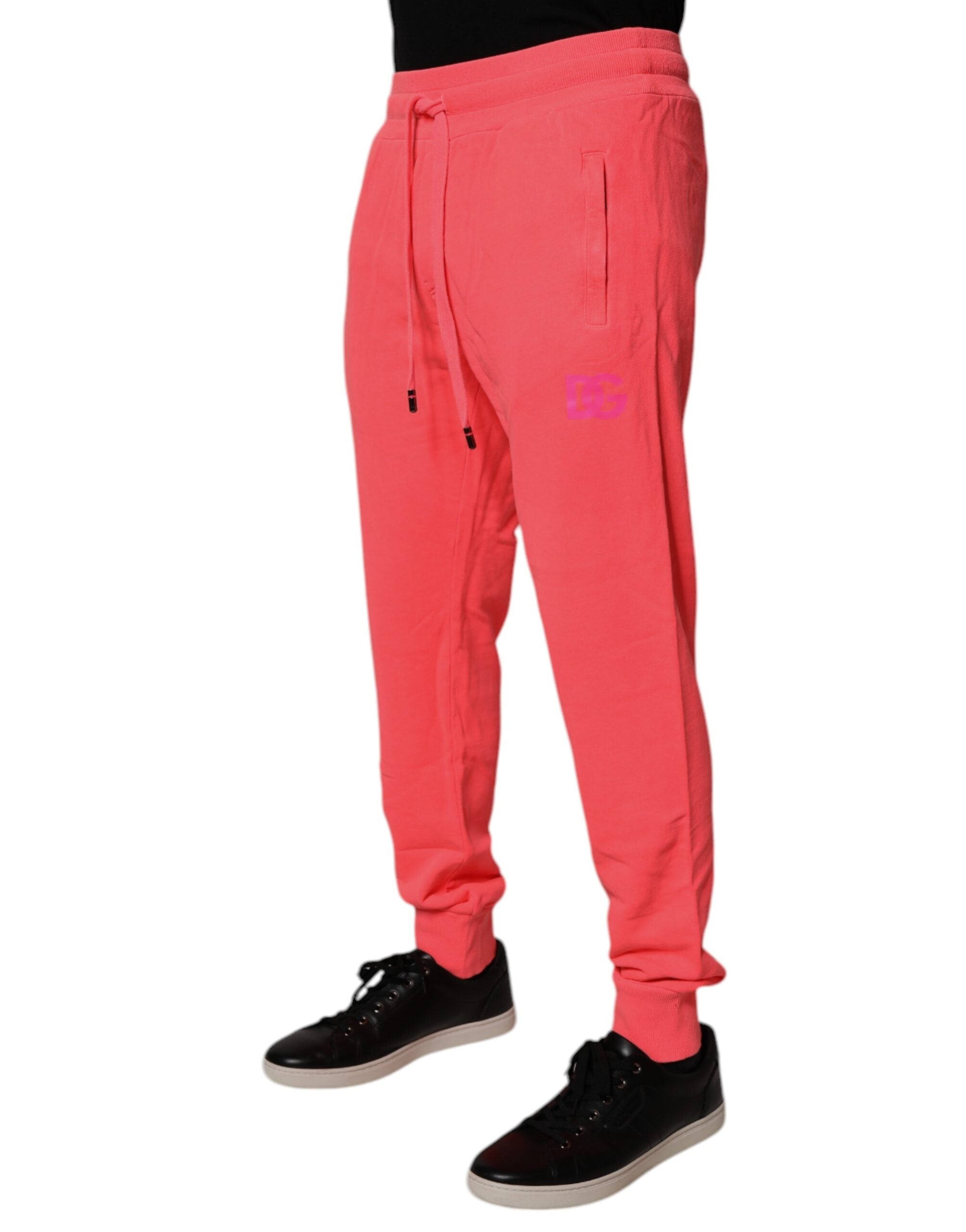 Dolce & Gabbana Neon Red Cotton Jogger Men Sweatpants Pants