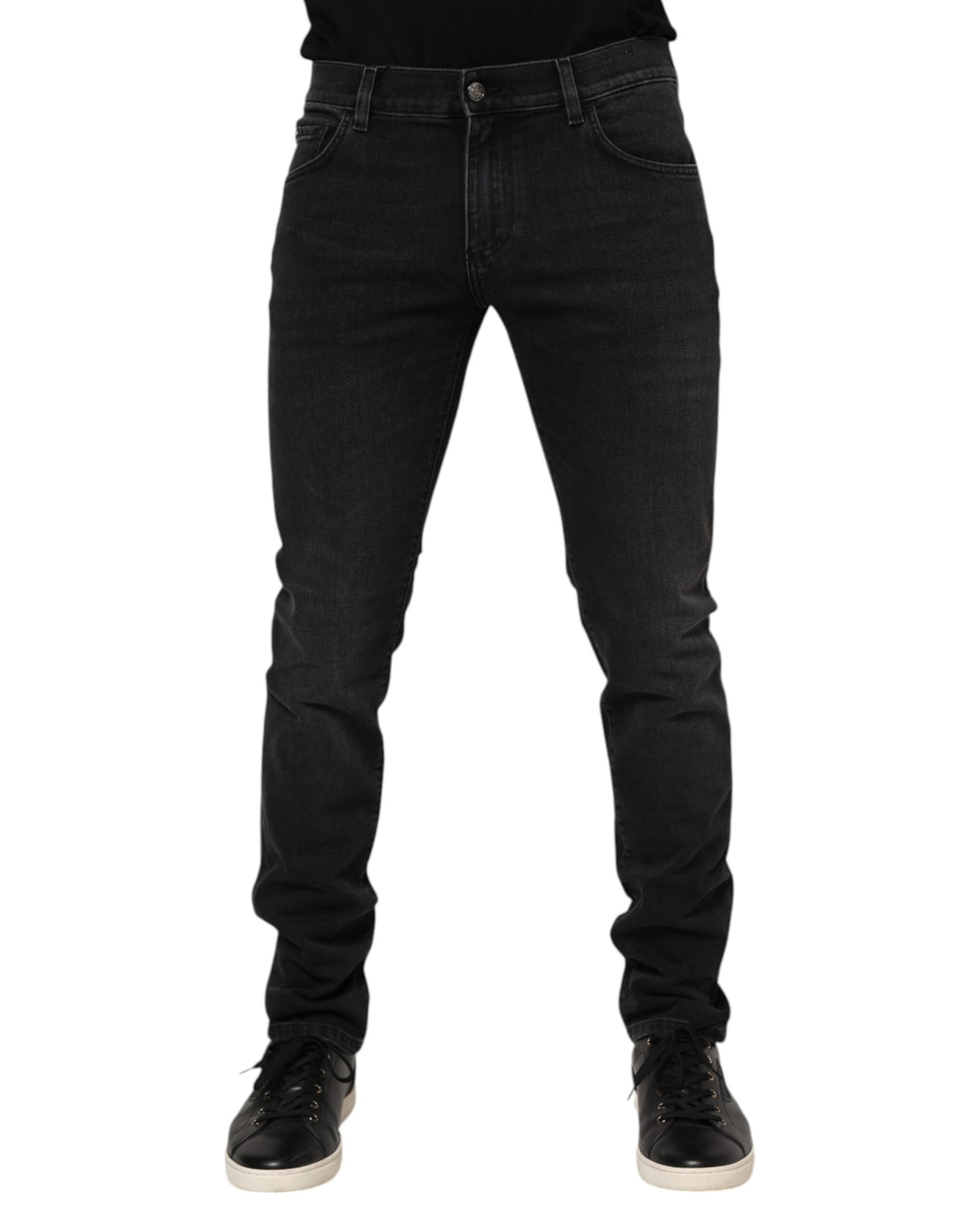 Dolce & Gabbana Black Cotton Skinny Men Denim Trouser Jeans