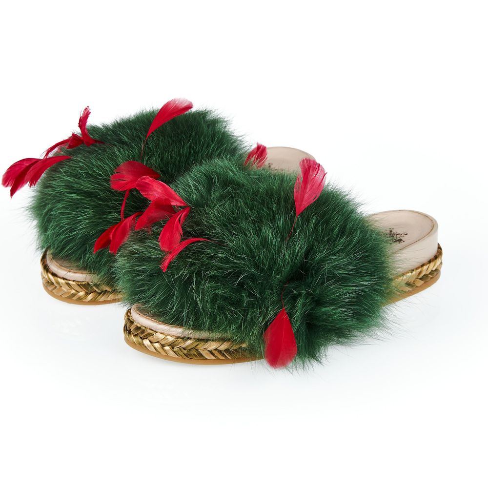 Mr&Mrs Italy Green Leather Women Sandal