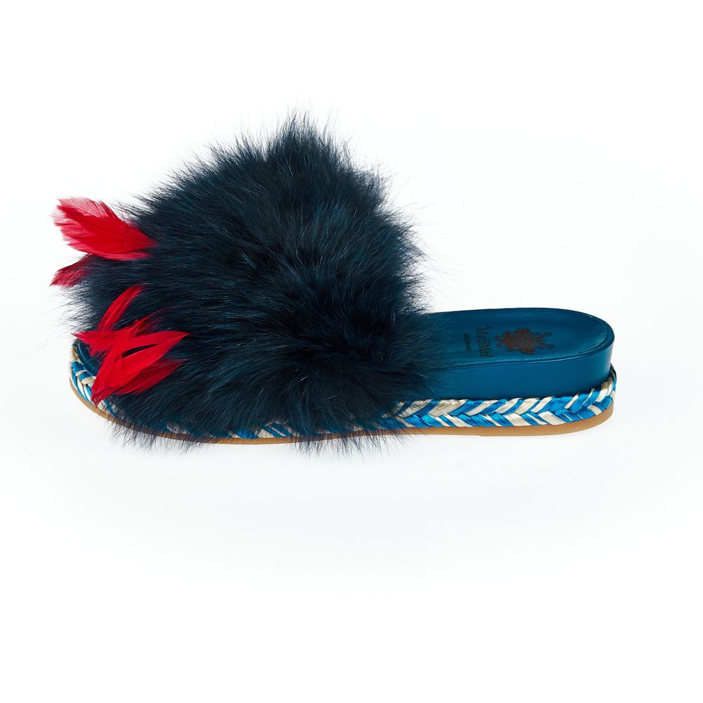 Mr&Mrs Italy Blue Leather Women Sandal