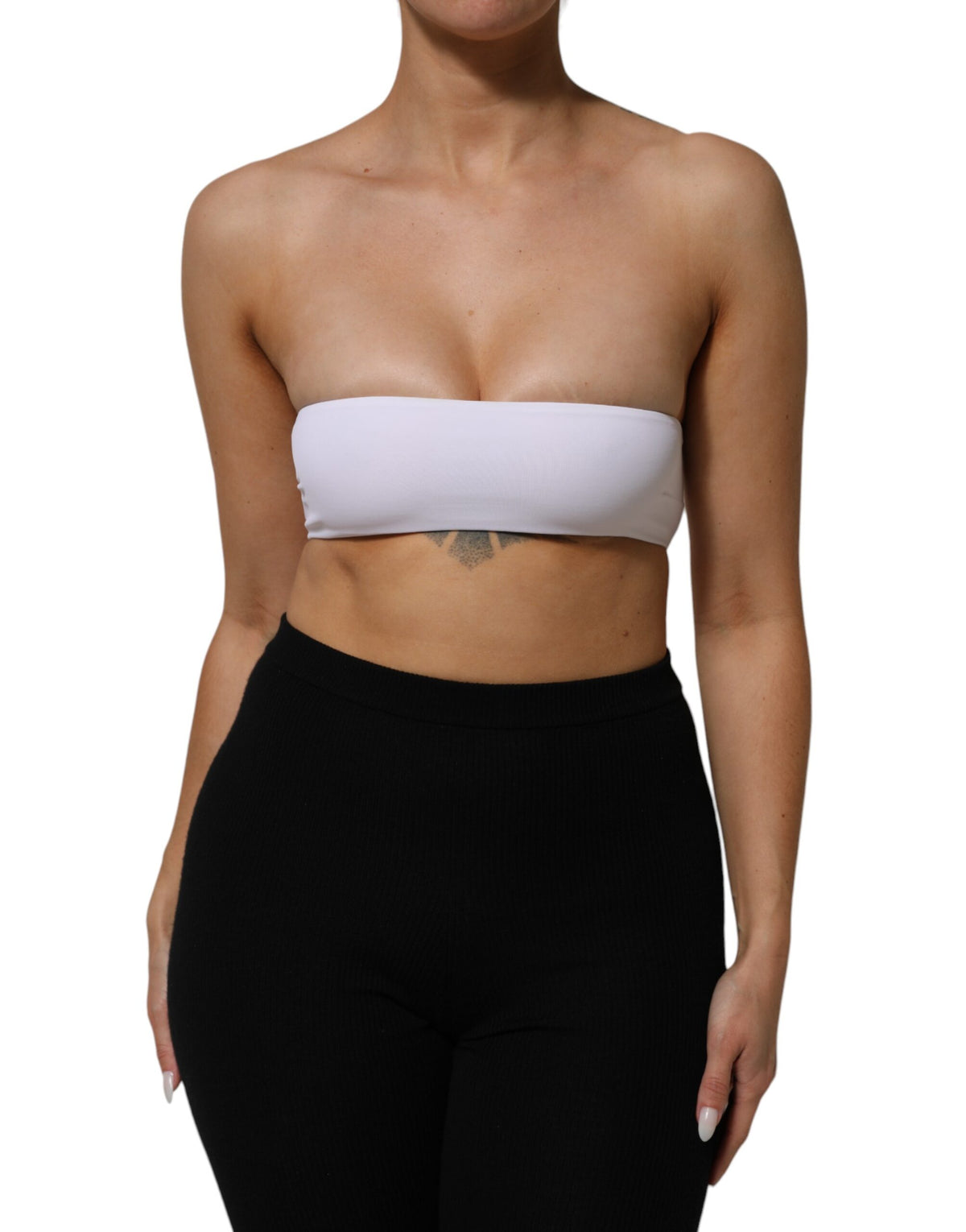 New Dolce & Gabbana White Nylon Blend Bandeau Strapless Tube Top