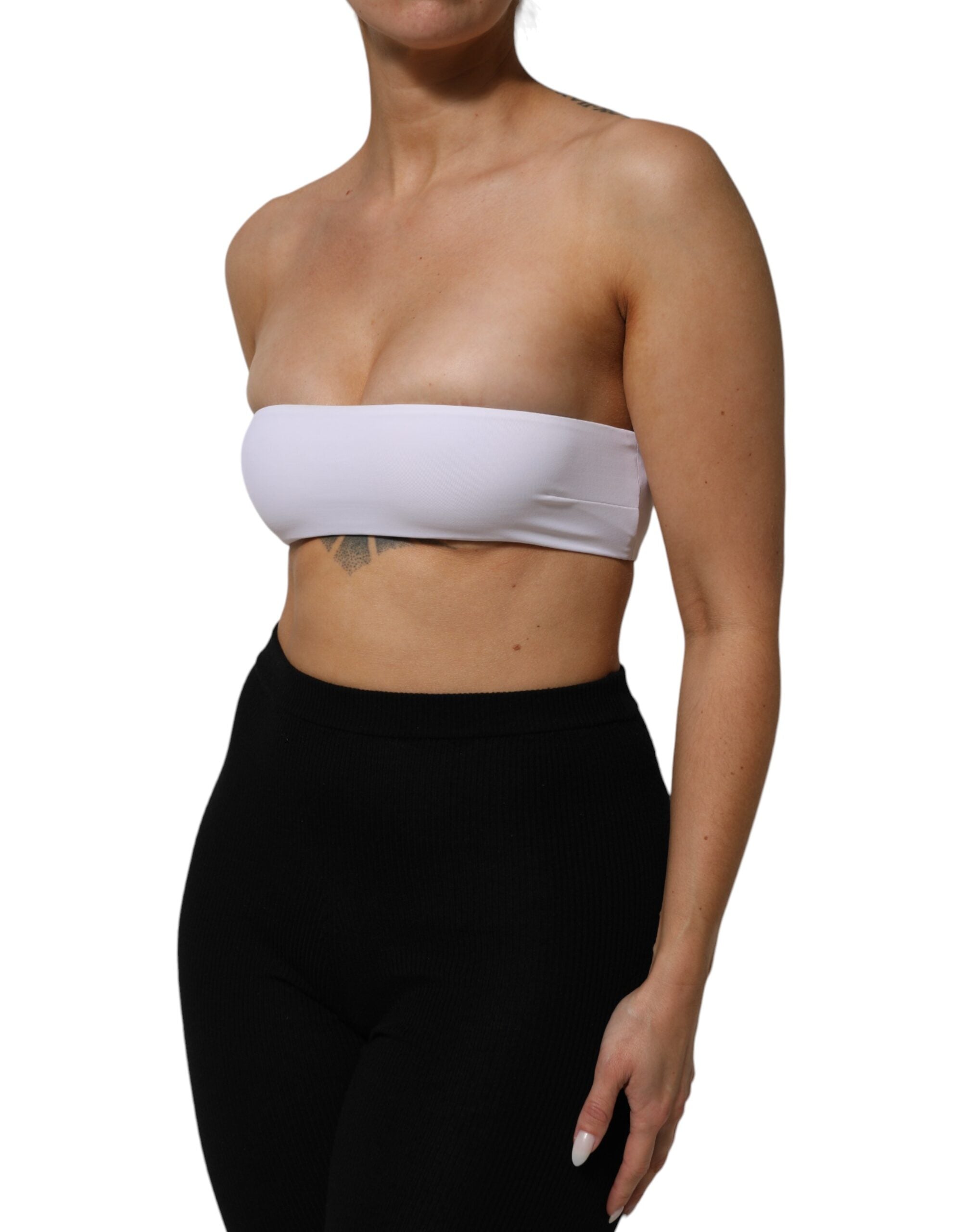 New Dolce & Gabbana White Nylon Blend Bandeau Strapless Tube Top