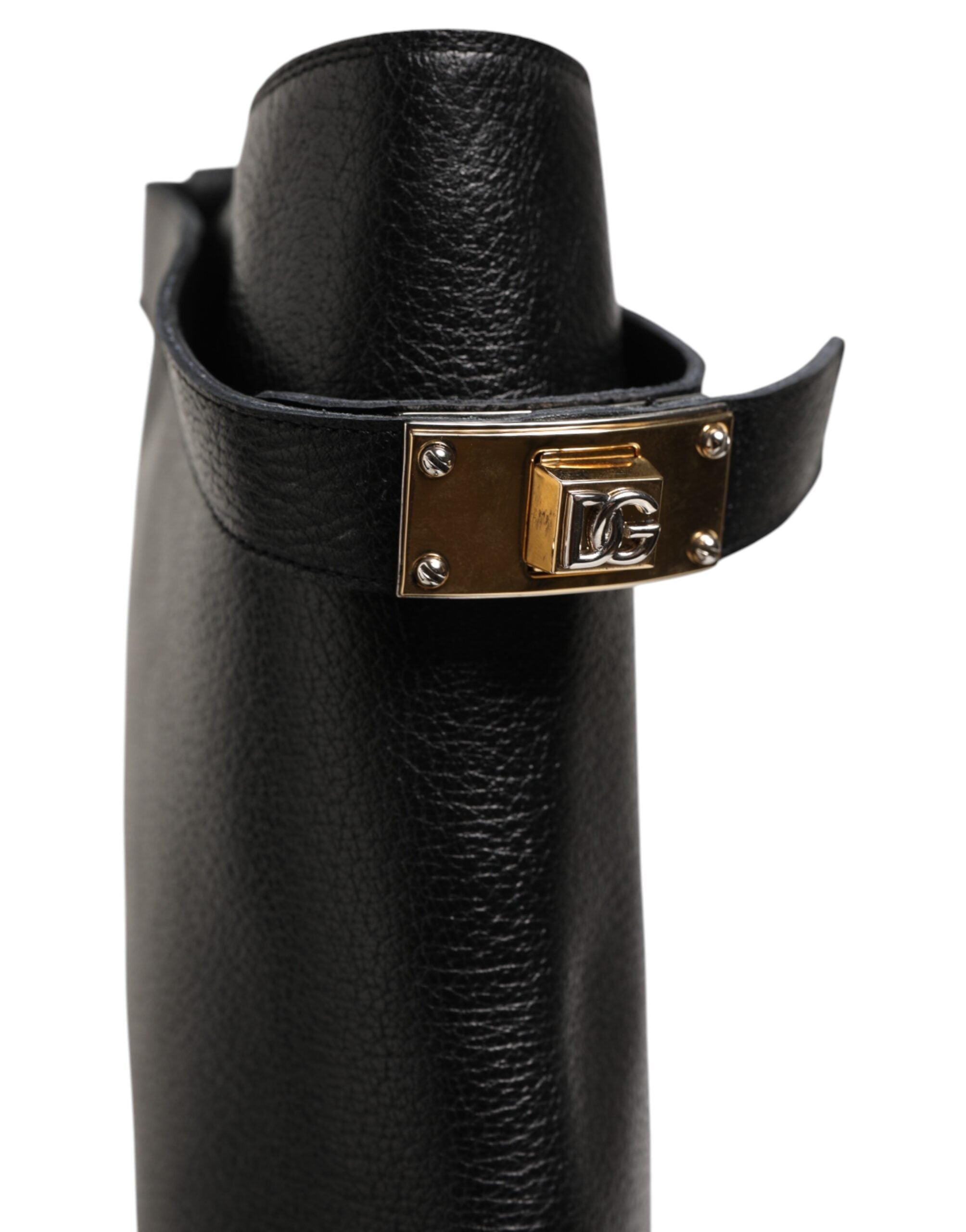 New Dolce & Gabbana Black Logo Plaque Over The Calf Boots Shoes