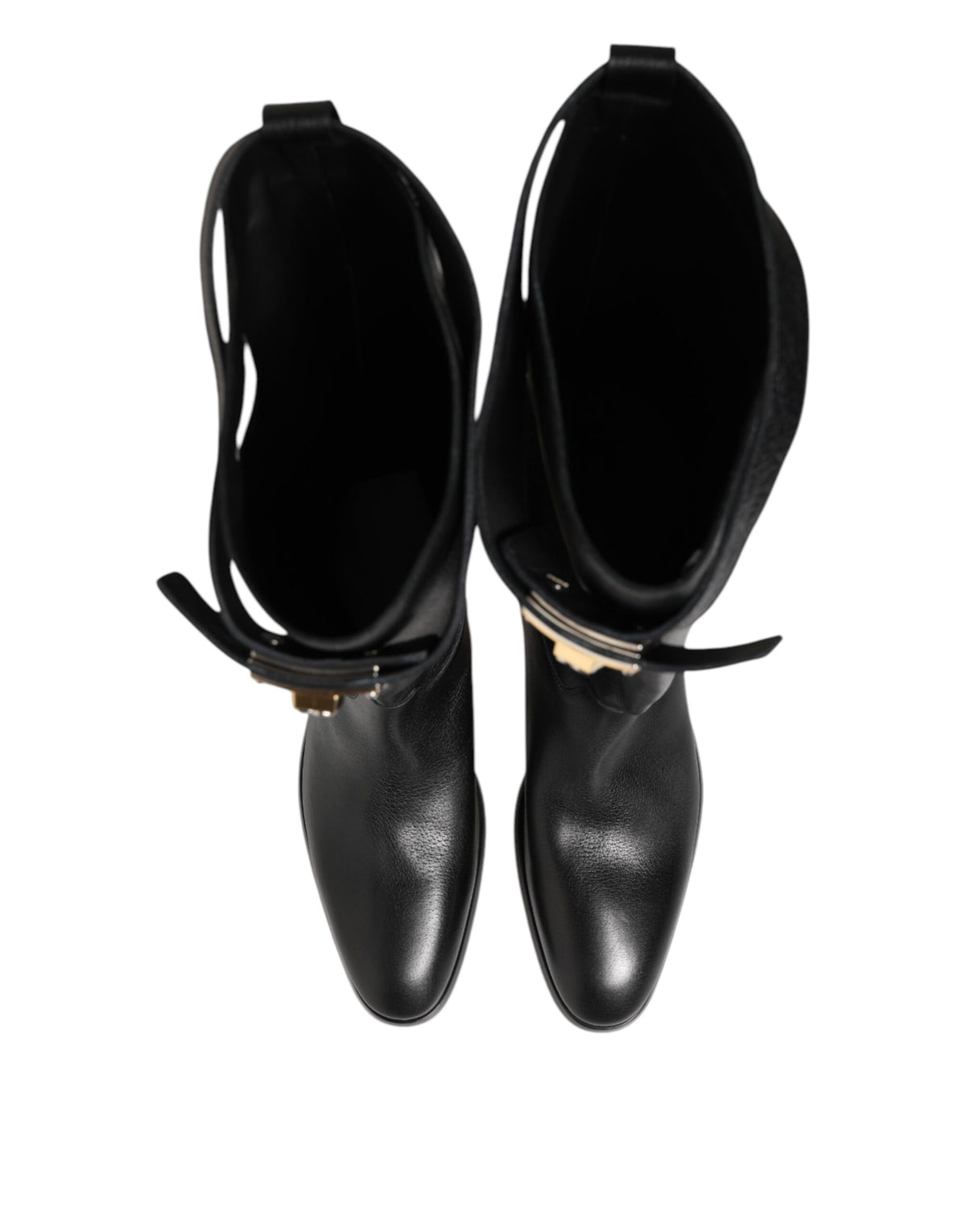New Dolce & Gabbana Black Logo Plaque Over The Calf Boots Shoes