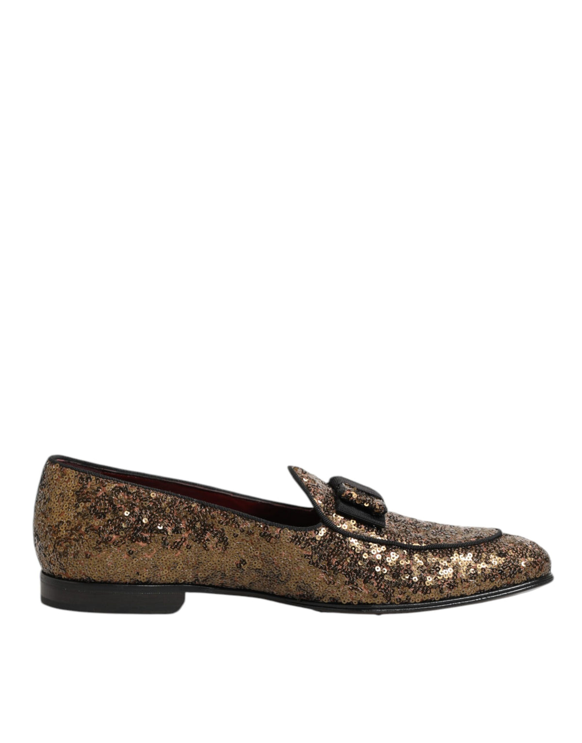 Dolce & Gabbana Gold Sequined Slip On Loafers Men Dress Shoes
