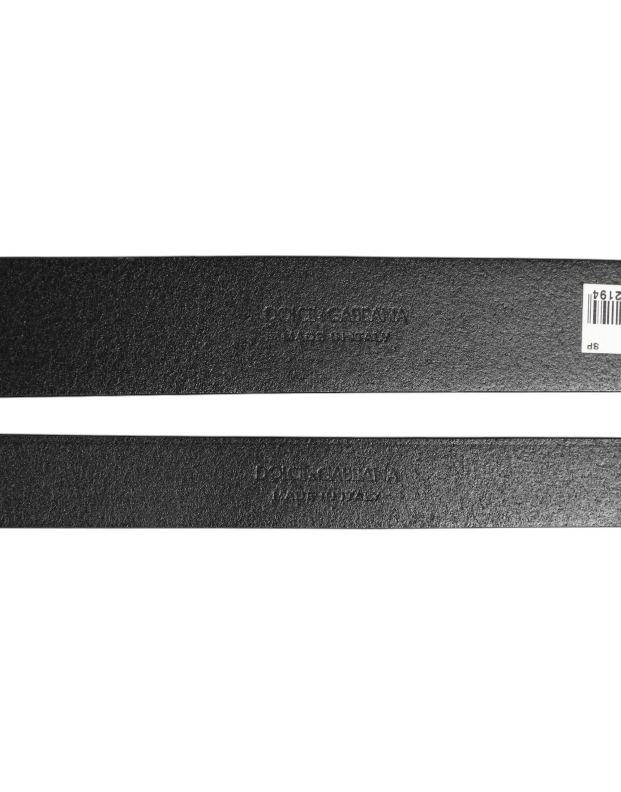 Dolce & Gabbana Black Double Strap Leather Brass Buckle Belt