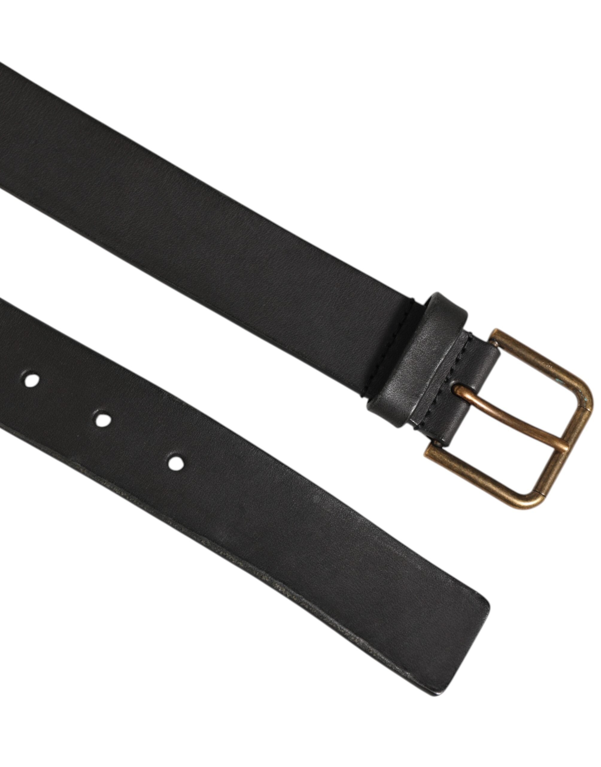 New Dolce & Gabbana Black Leather Metal Buckle Classic Men Belt