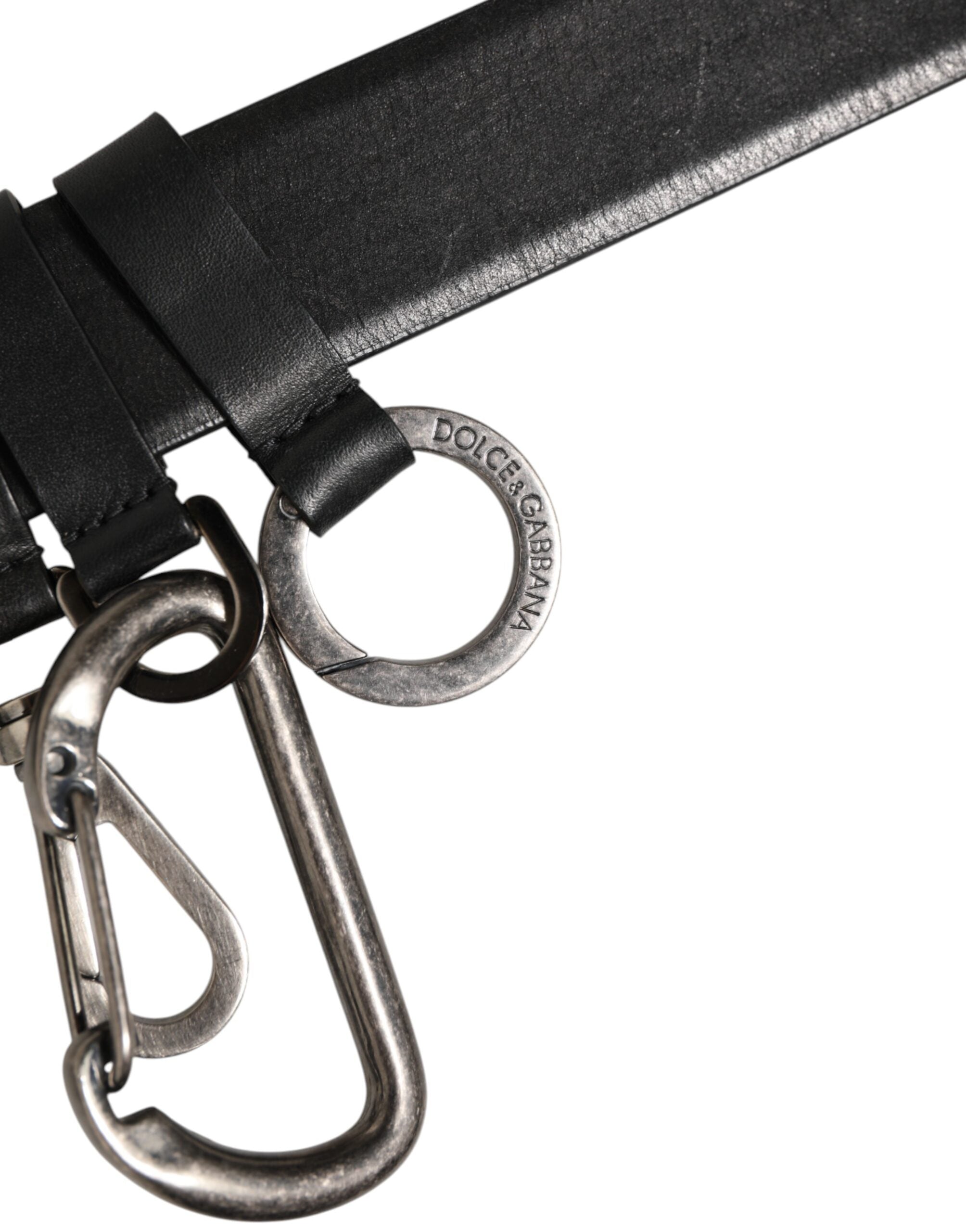 Dolce & Gabbana Black Key Ring Clip Attachments Buckle Belt