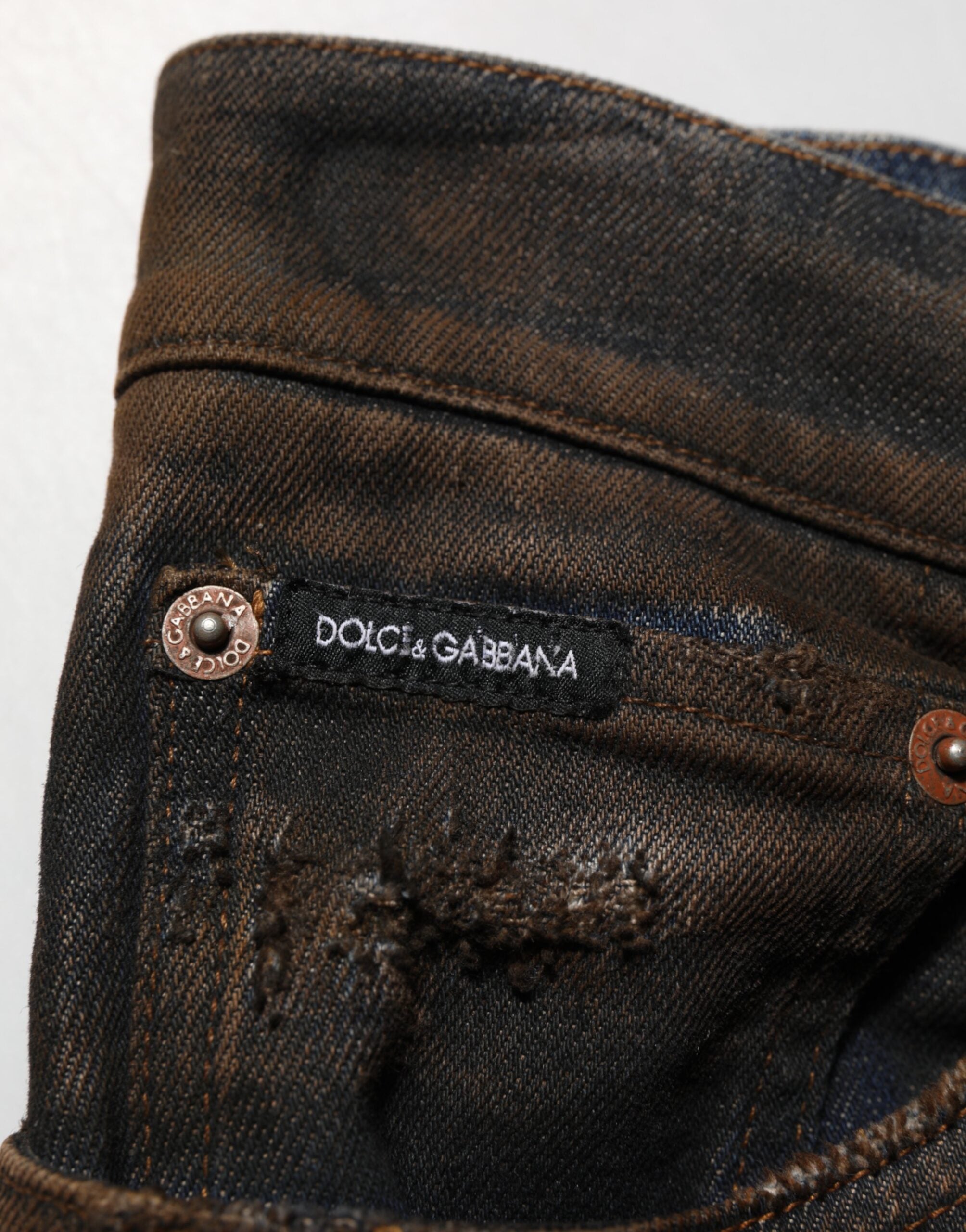 New Dolce & Gabbana Black Cotton Skinny Tattered Men Denim Jeans