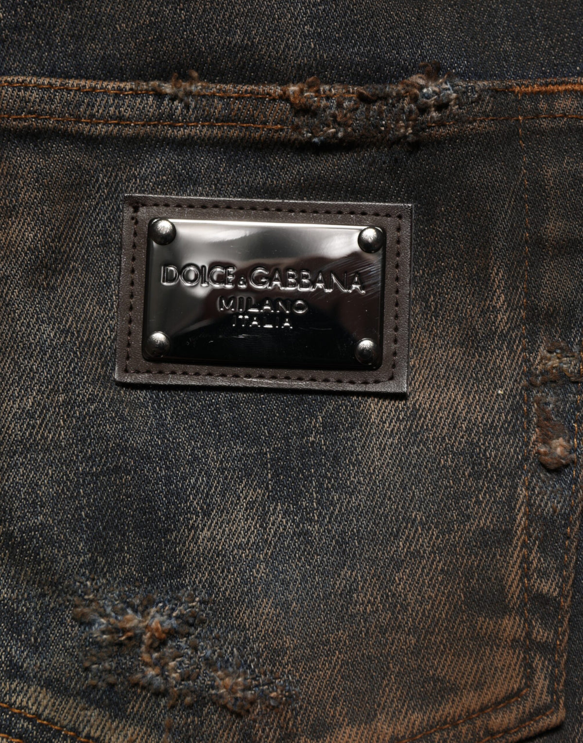 New Dolce & Gabbana Black Cotton Skinny Tattered Men Denim Jeans