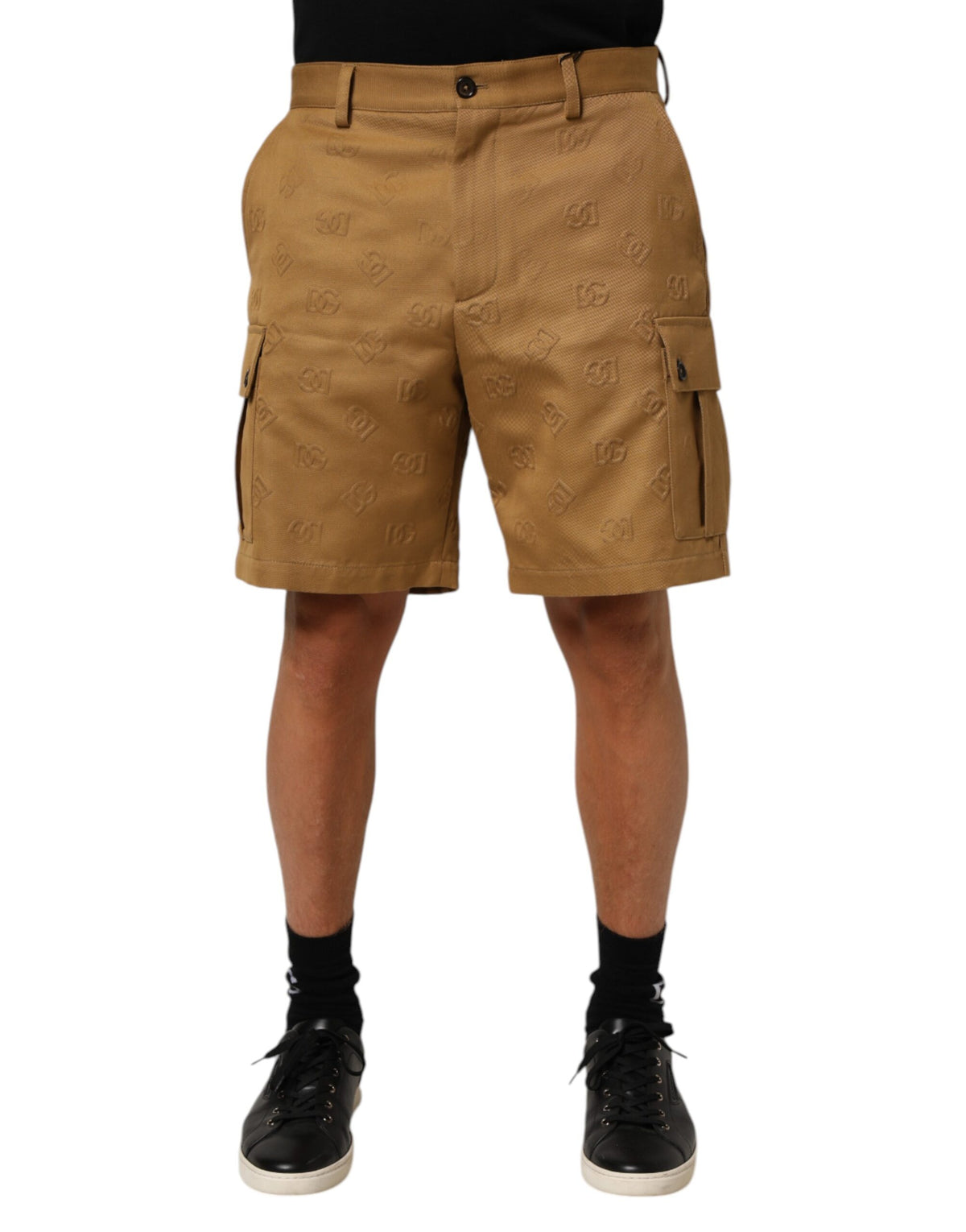 Dolce & Gabbana Brown Cotton Stretch Logo CargoBermuda Shorts