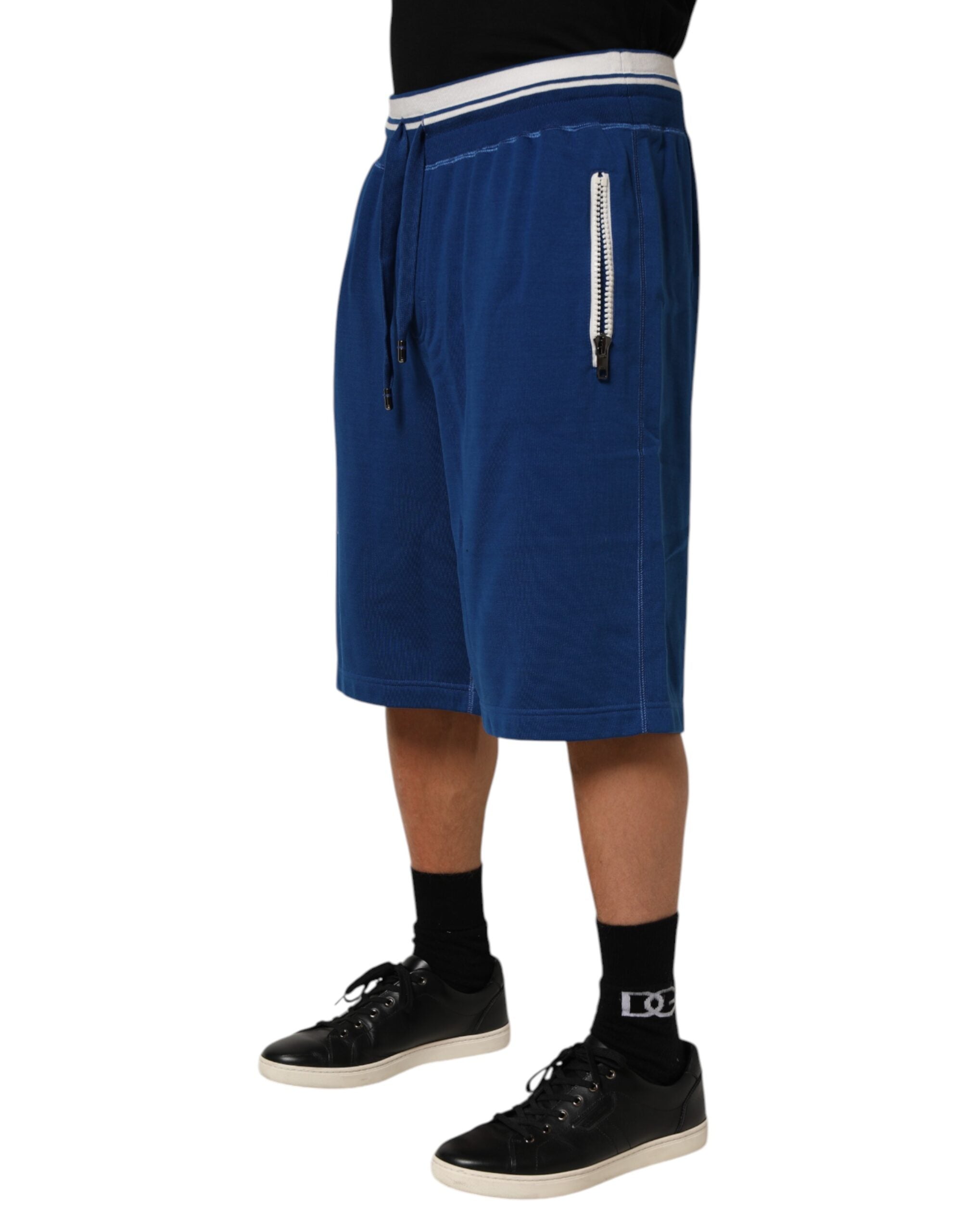 Dolce & Gabbana Blue Cotton Blend Bermuda Sweatpants Shorts