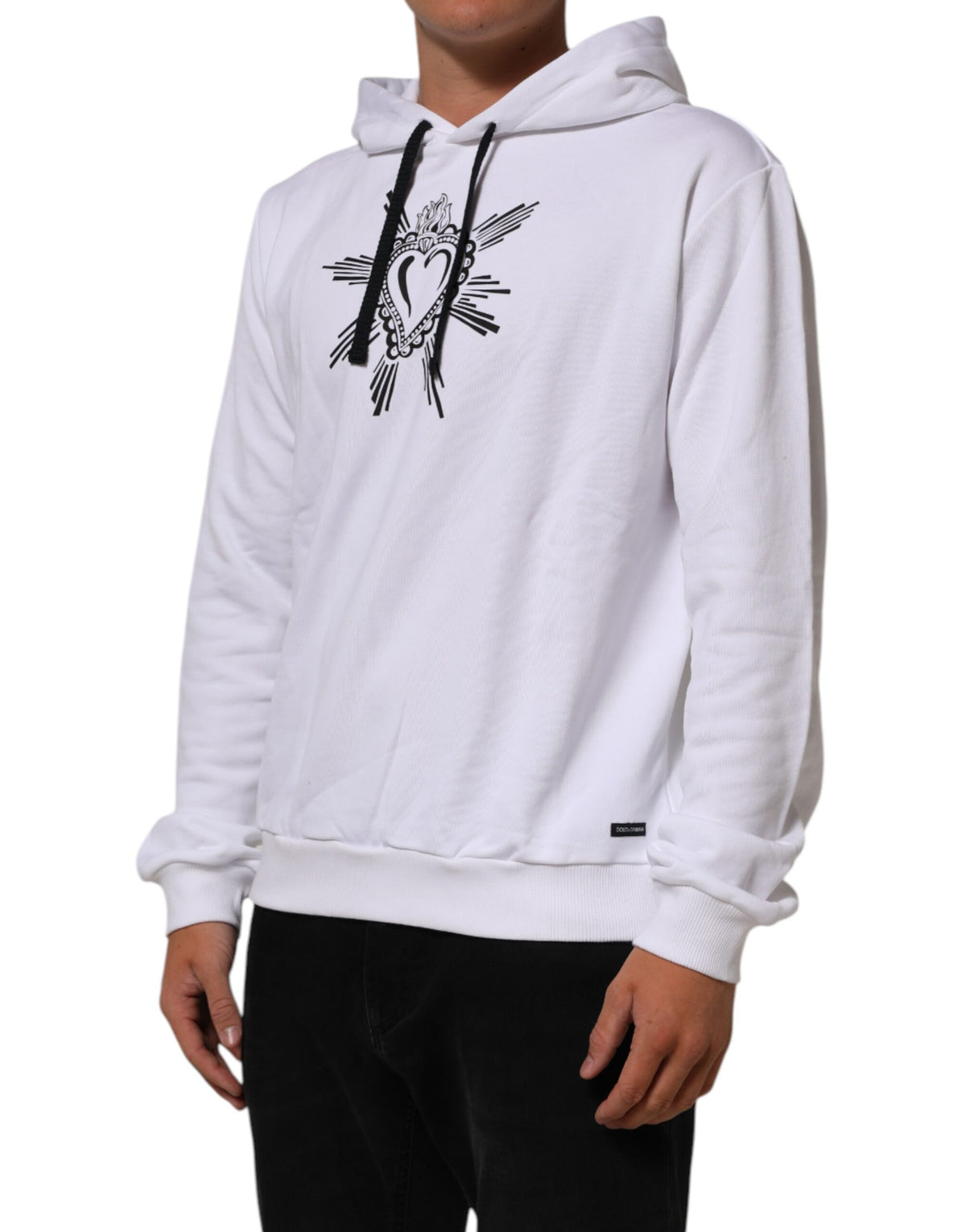 Dolce & Gabbana White Sacred Heart Hooded Sweatshirt Sweater