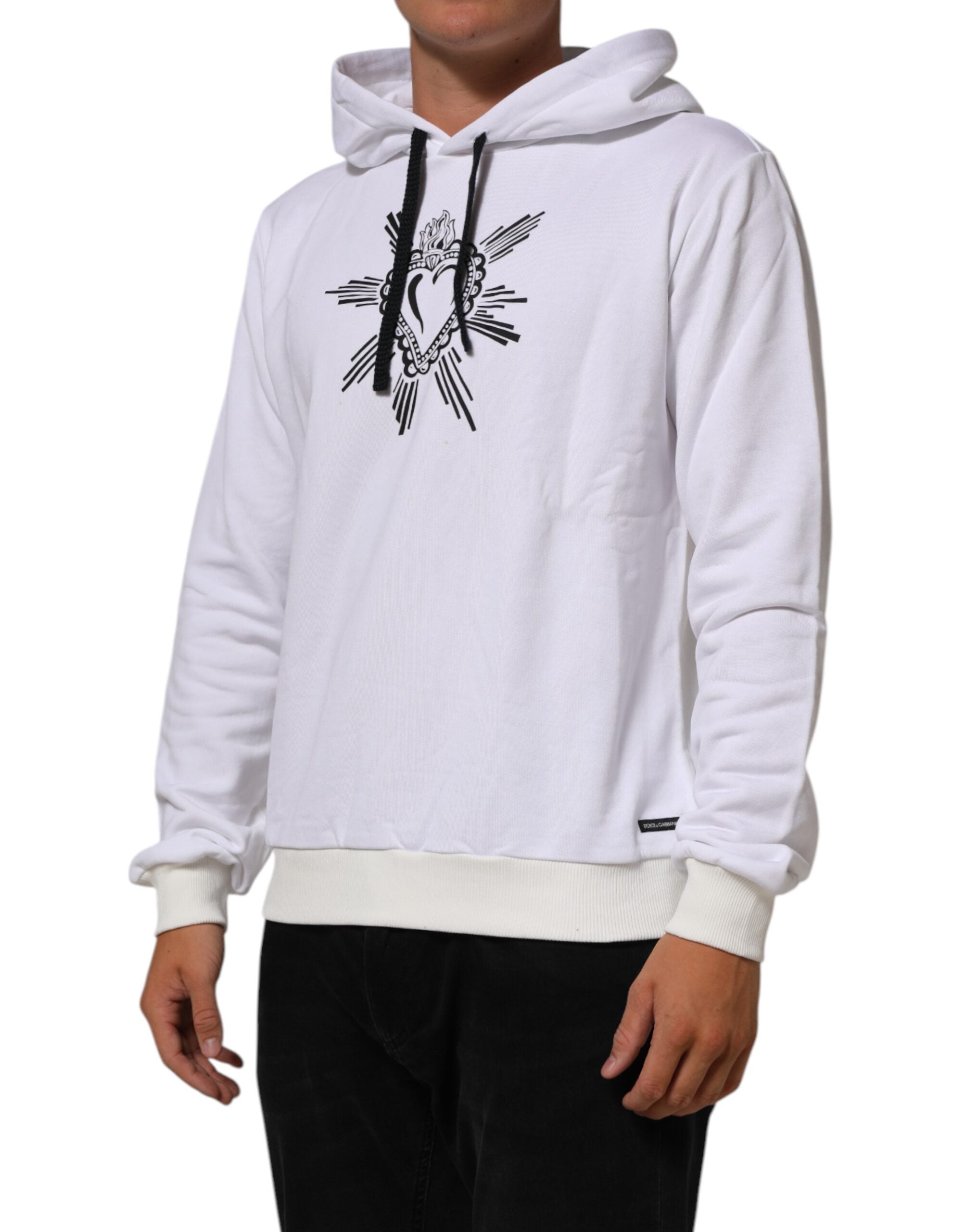Dolce & Gabbana White Sacred Heart Hooded Sweatshirt Sweater