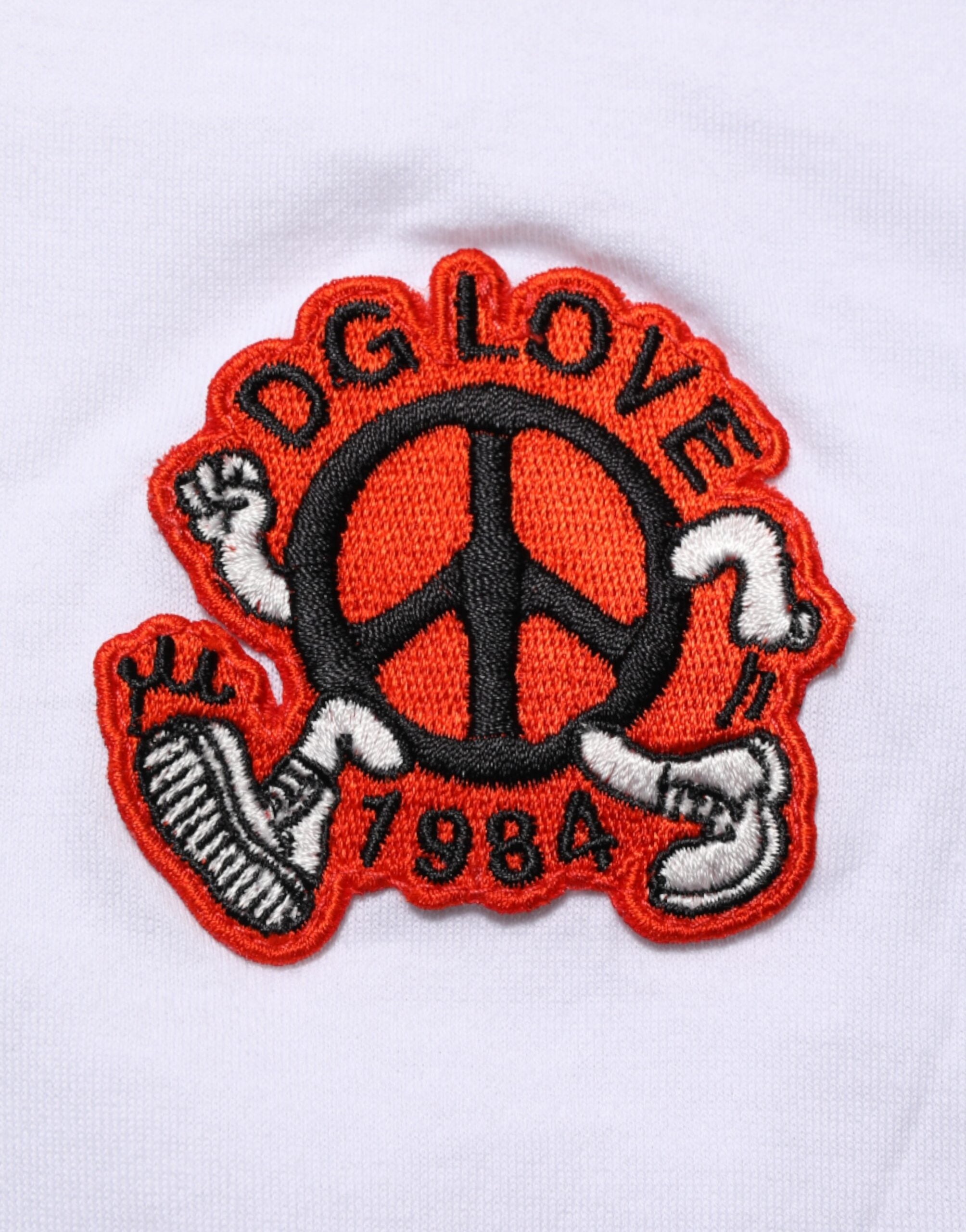 Pre-Owned Dolce & Gabbana White Cotton DG Love Patch Crew Neck T-shirt