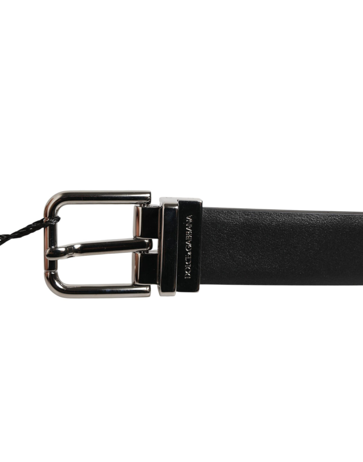 Dolce & Gabbana Black Leather Studded Silver-Tone Buckle Belt