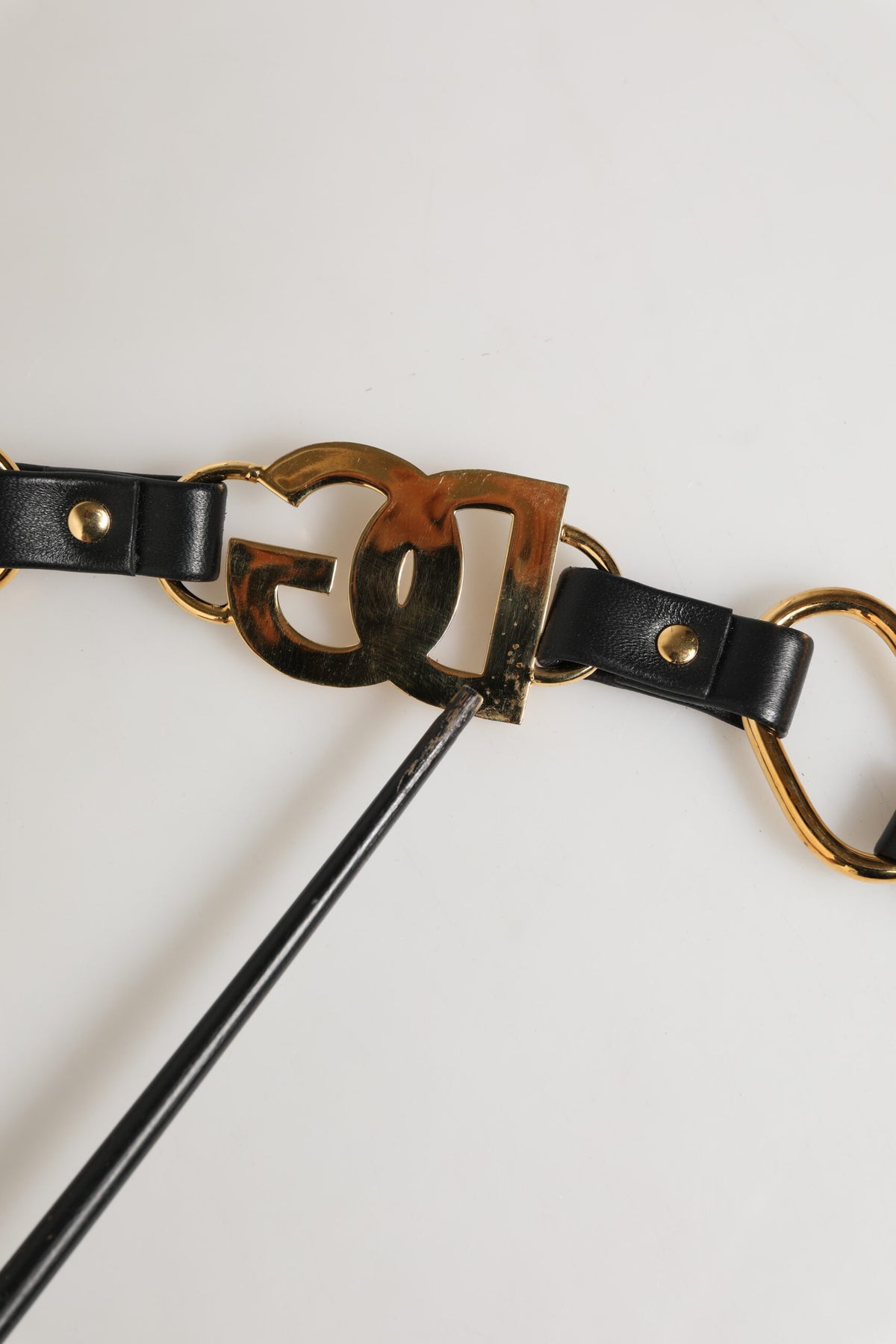 Pre-Owned Dolce & Gabbana Black Leather Gold Chain Bag Accessory Shoulder Strap Women's - Very Good