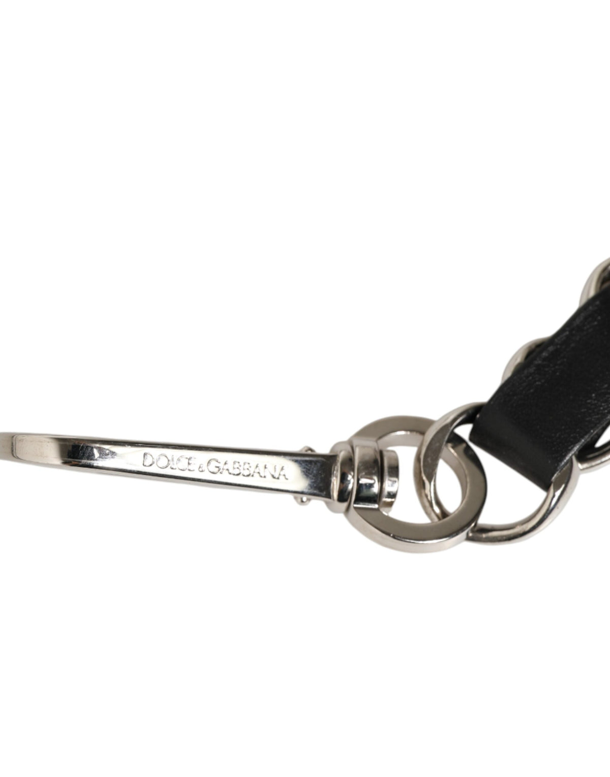 Pre-Owned Dolce & Gabbana Black Leather Silver Chain Bag Accessory Shoulder Strap Women's - Very Good