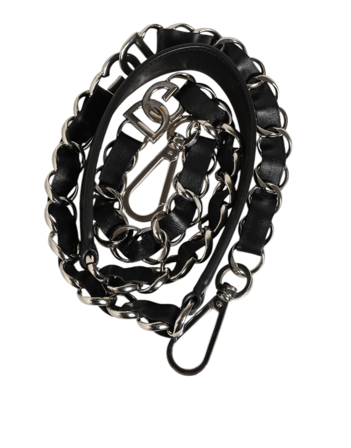Pre-Owned Dolce & Gabbana Black Leather Silver Chain Bag Accessory Shoulder Strap Women's - Very Good