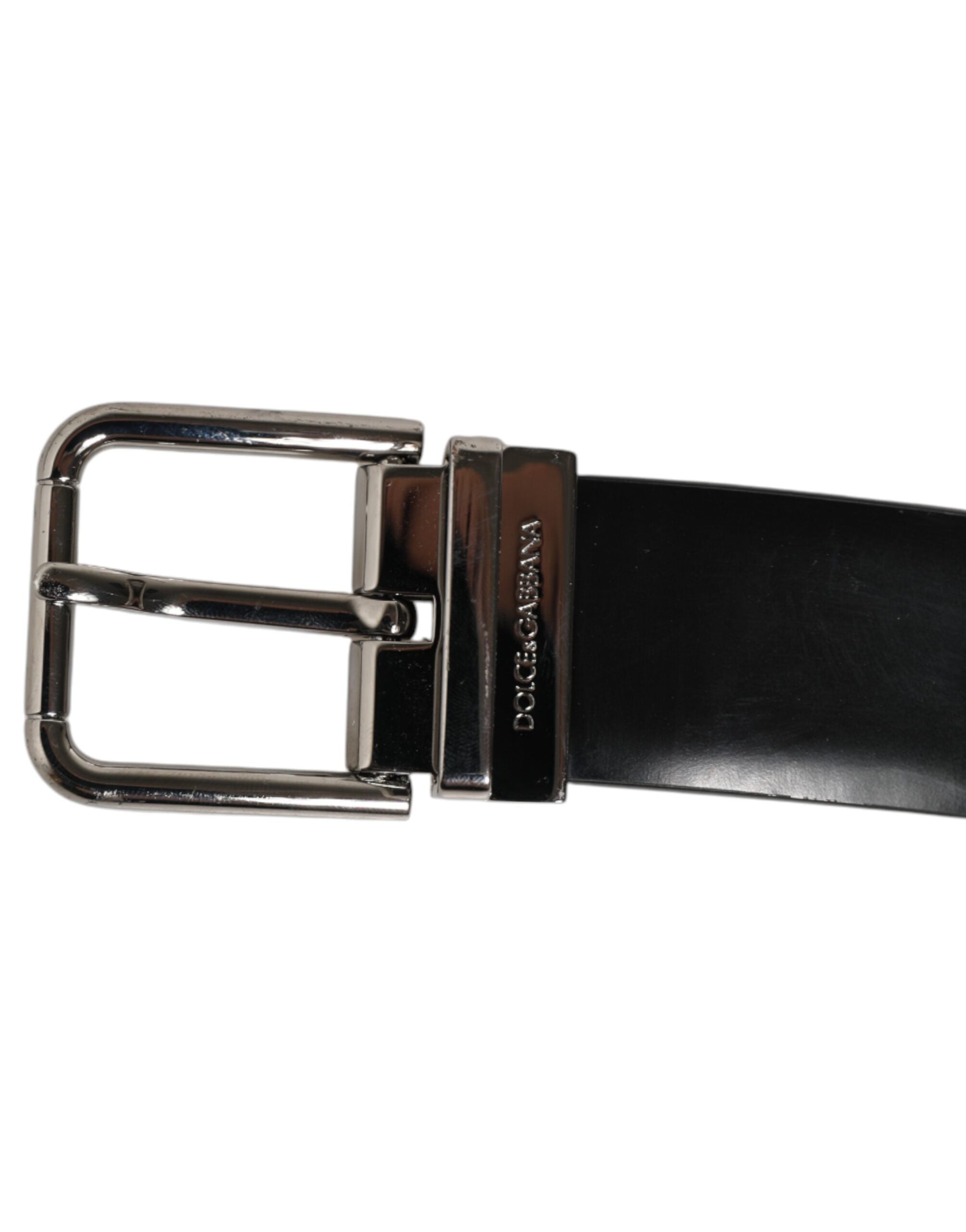 Dolce & Gabbana Black Leather Classic Metal Buckle Men Belt