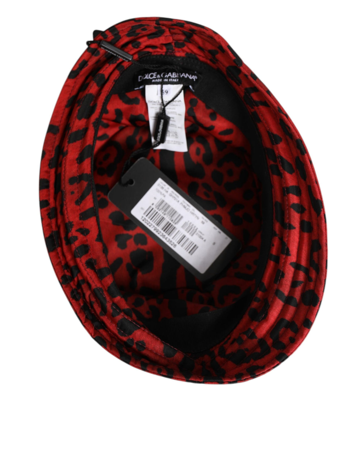 New Dolce & Gabbana Red Black Nylon Leopard Print Bucket Men Cap Hat