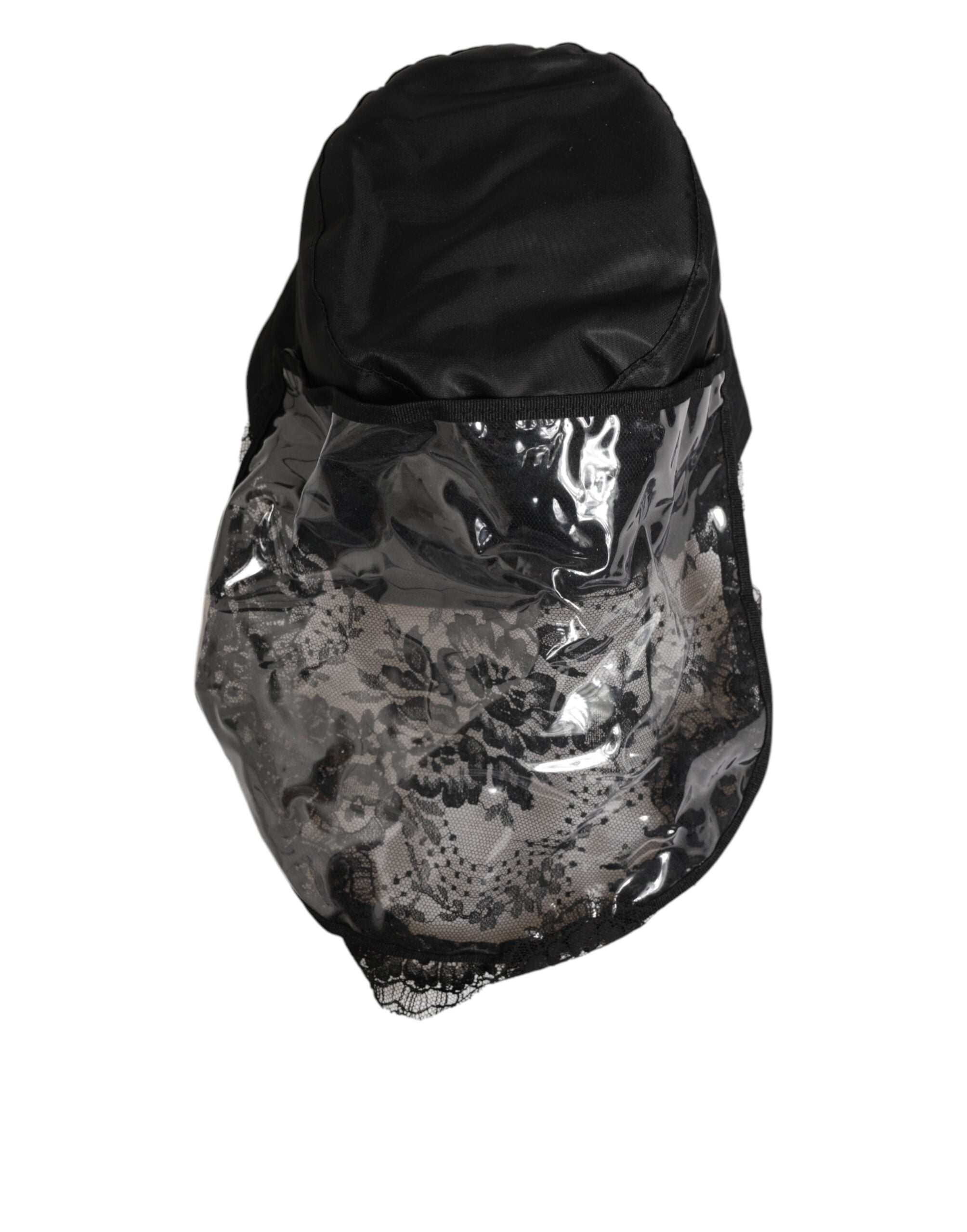 New Dolce & Gabbana Black PVC Wide Brim Men Bucket Capello Hat