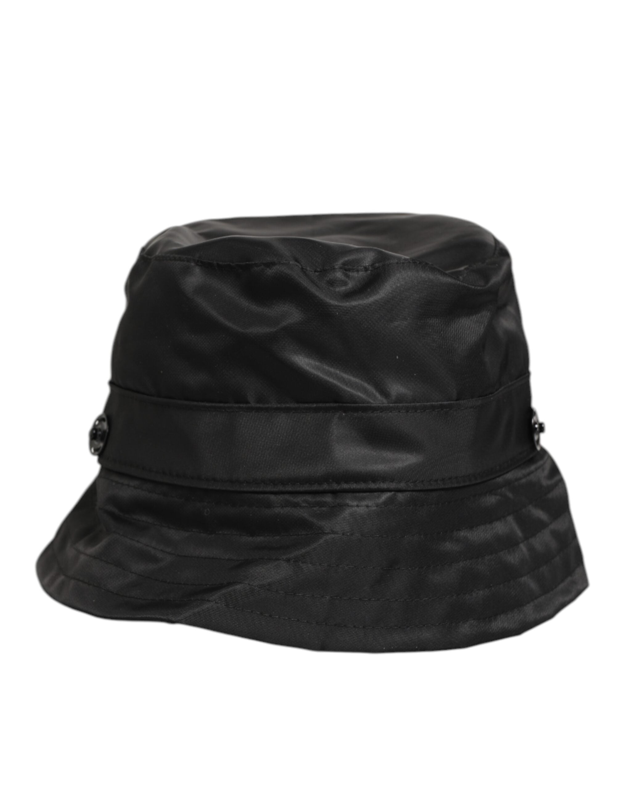 New Dolce & Gabbana Black PVC Wide Brim Men Bucket Capello Hat