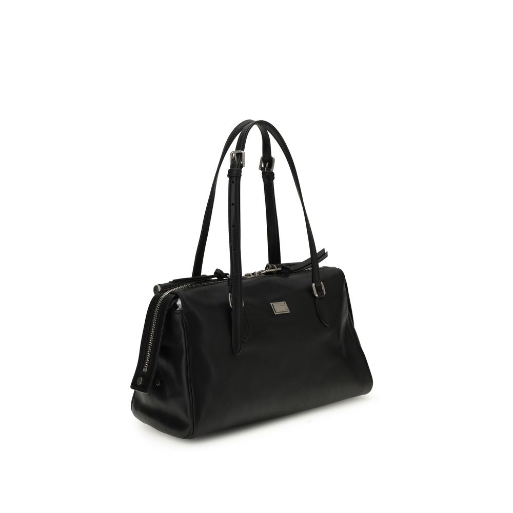 Dolce & Gabbana Black Leather Vittoria Shoulder Bag