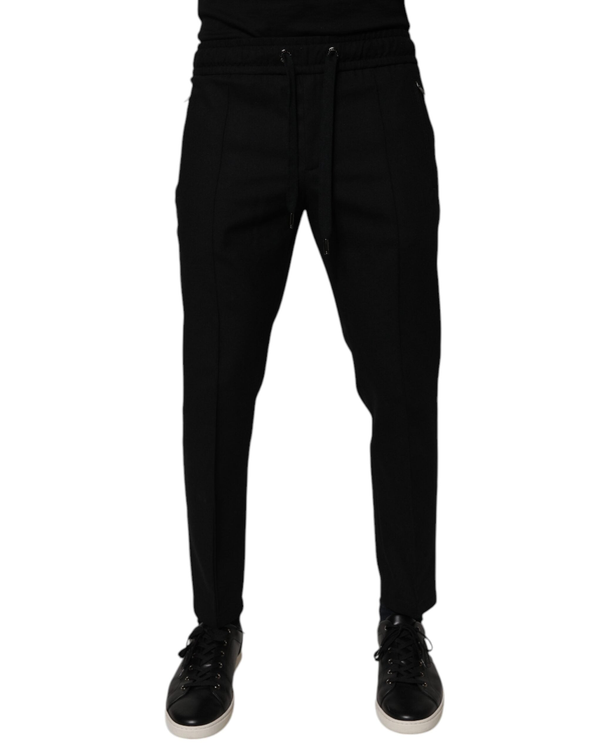 Dolce & Gabbana Black Wool Skinny Jogger Men Trouser Pants