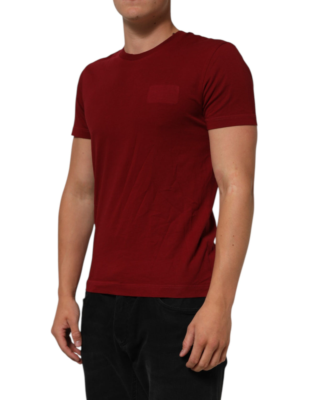 Dolce & Gabbana Maroon Cotton Crew Neck Short Sleeves T-Shirt
