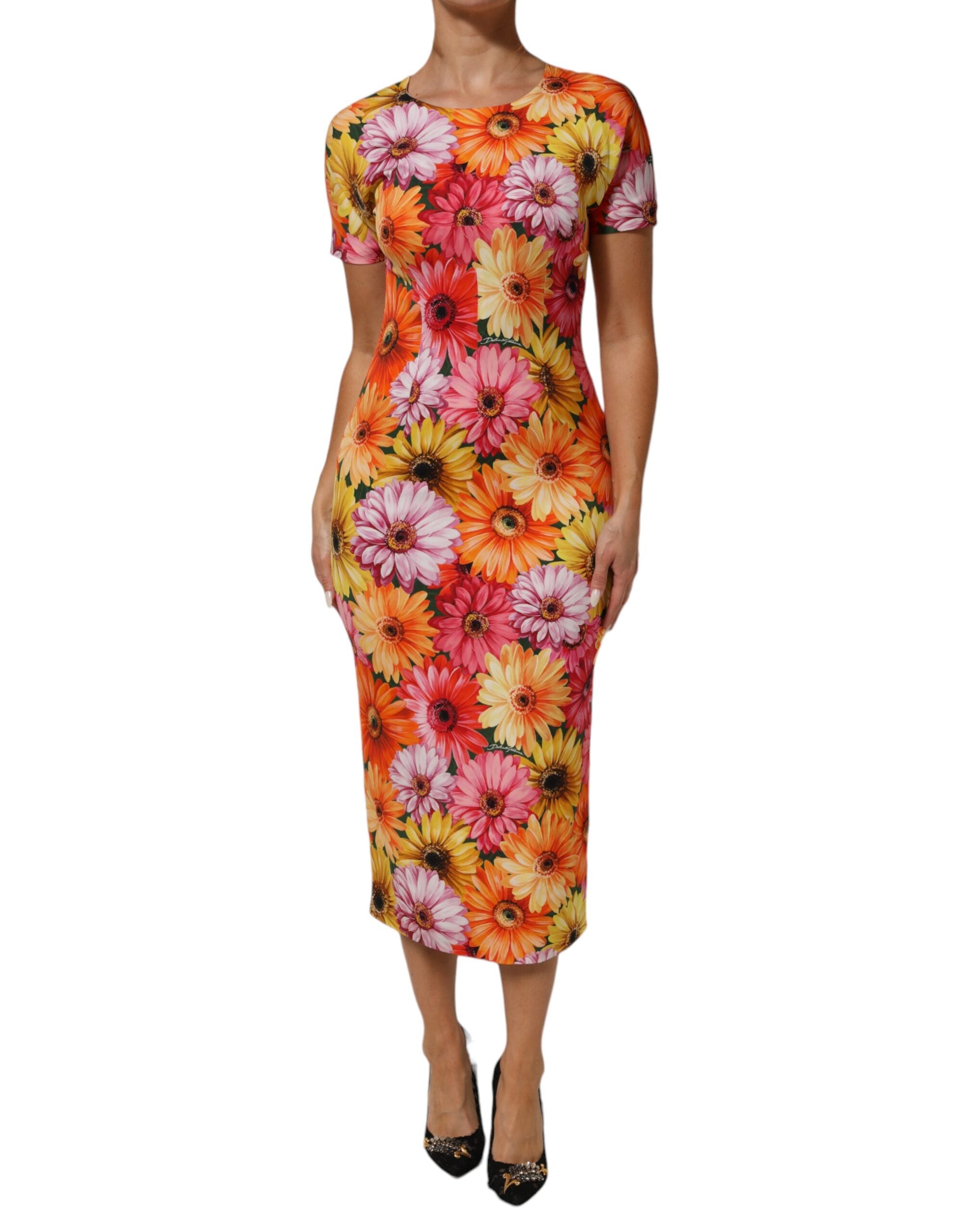 Dolce & Gabbana Floral Print SilkSheath Midi Dress