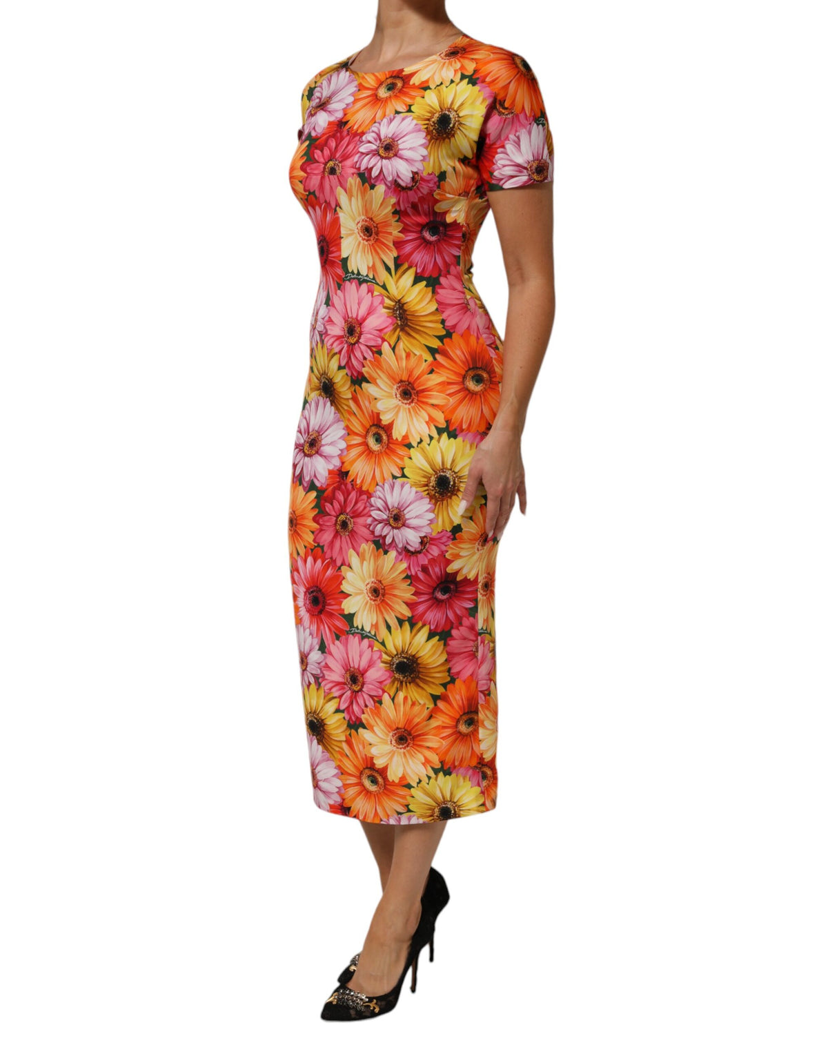 Dolce & Gabbana Floral Print SilkSheath Midi Dress