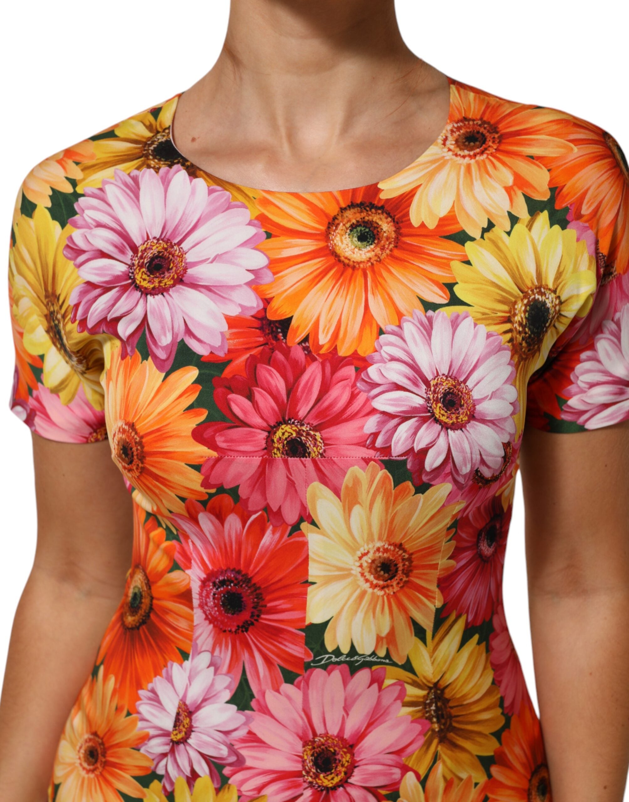 Dolce & Gabbana Floral Print SilkSheath Midi Dress