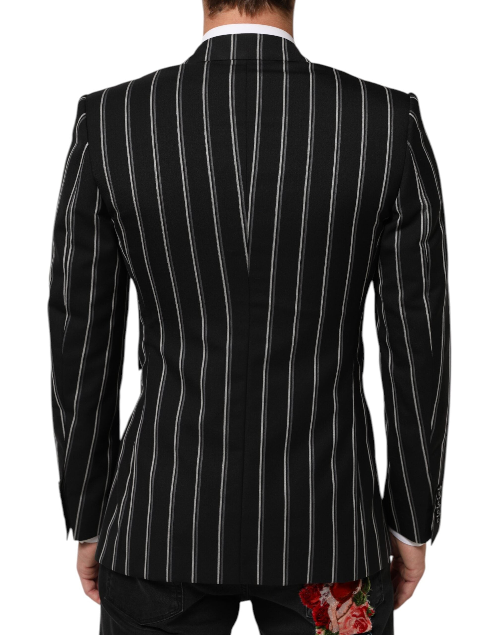 Dolce & Gabbana Dark Gray Stripes SICILIA 1 Button Suit Blazer
