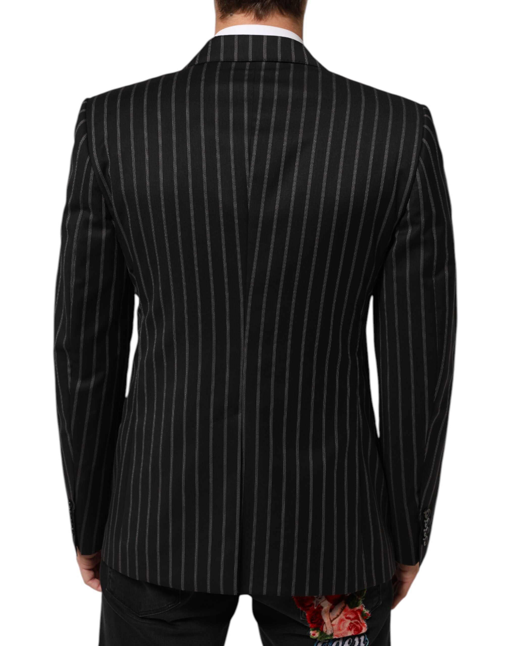 New Dolce & Gabbana Dark Gray Stripes SICILIA 1 Button Suit Blazer