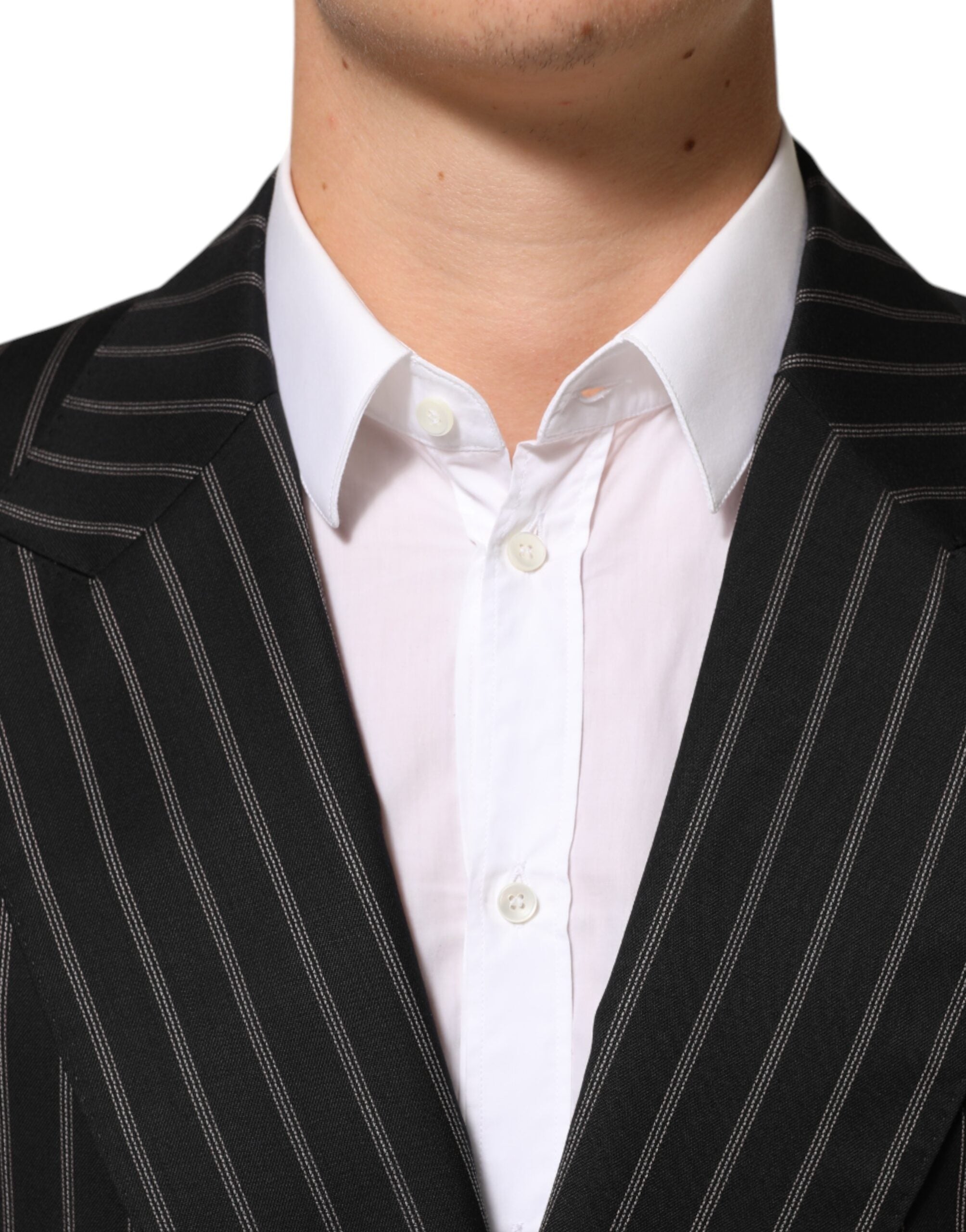 New Dolce & Gabbana Dark Gray Stripes SICILIA 1 Button Suit Blazer