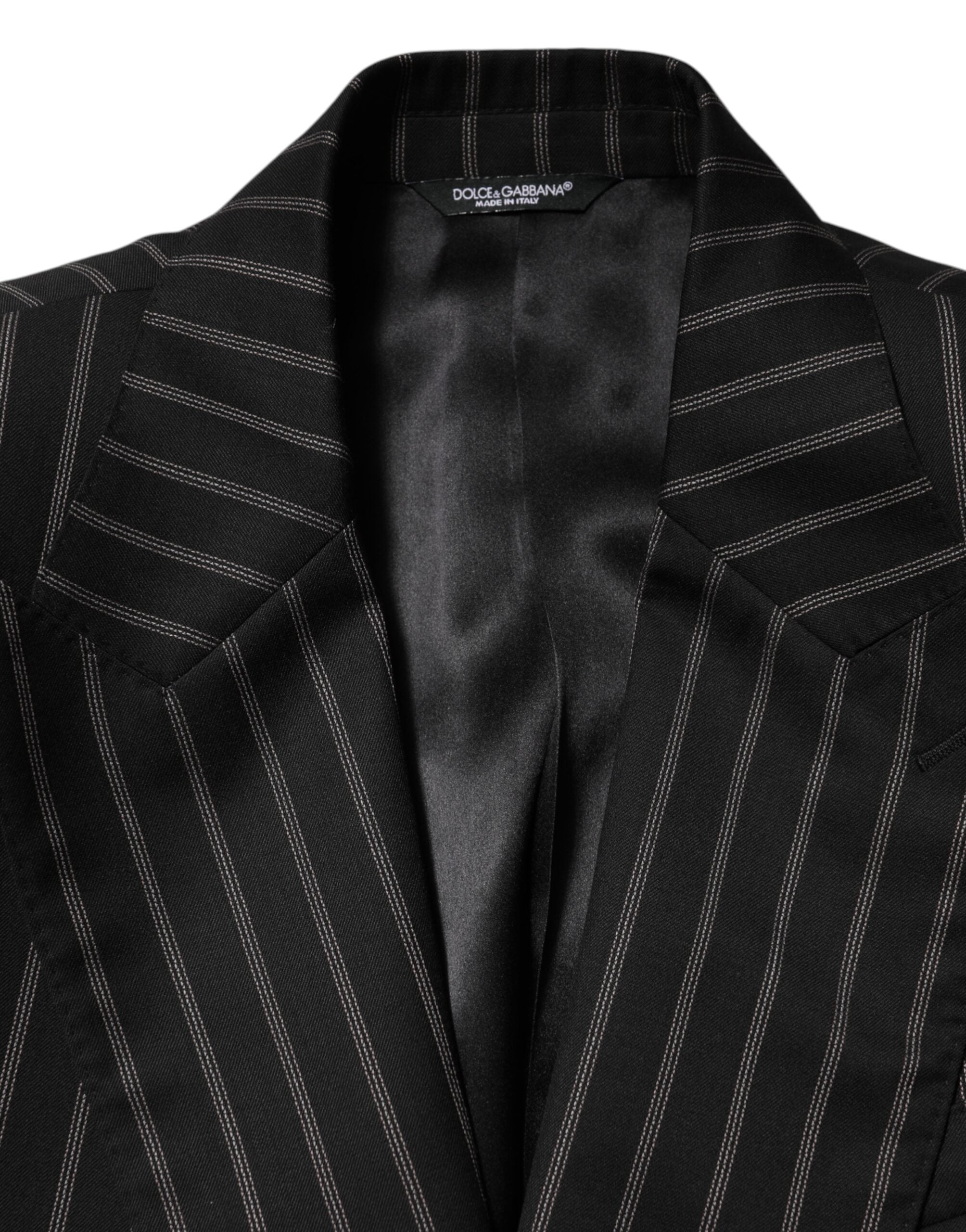 New Dolce & Gabbana Dark Gray Stripes SICILIA 1 Button Suit Blazer