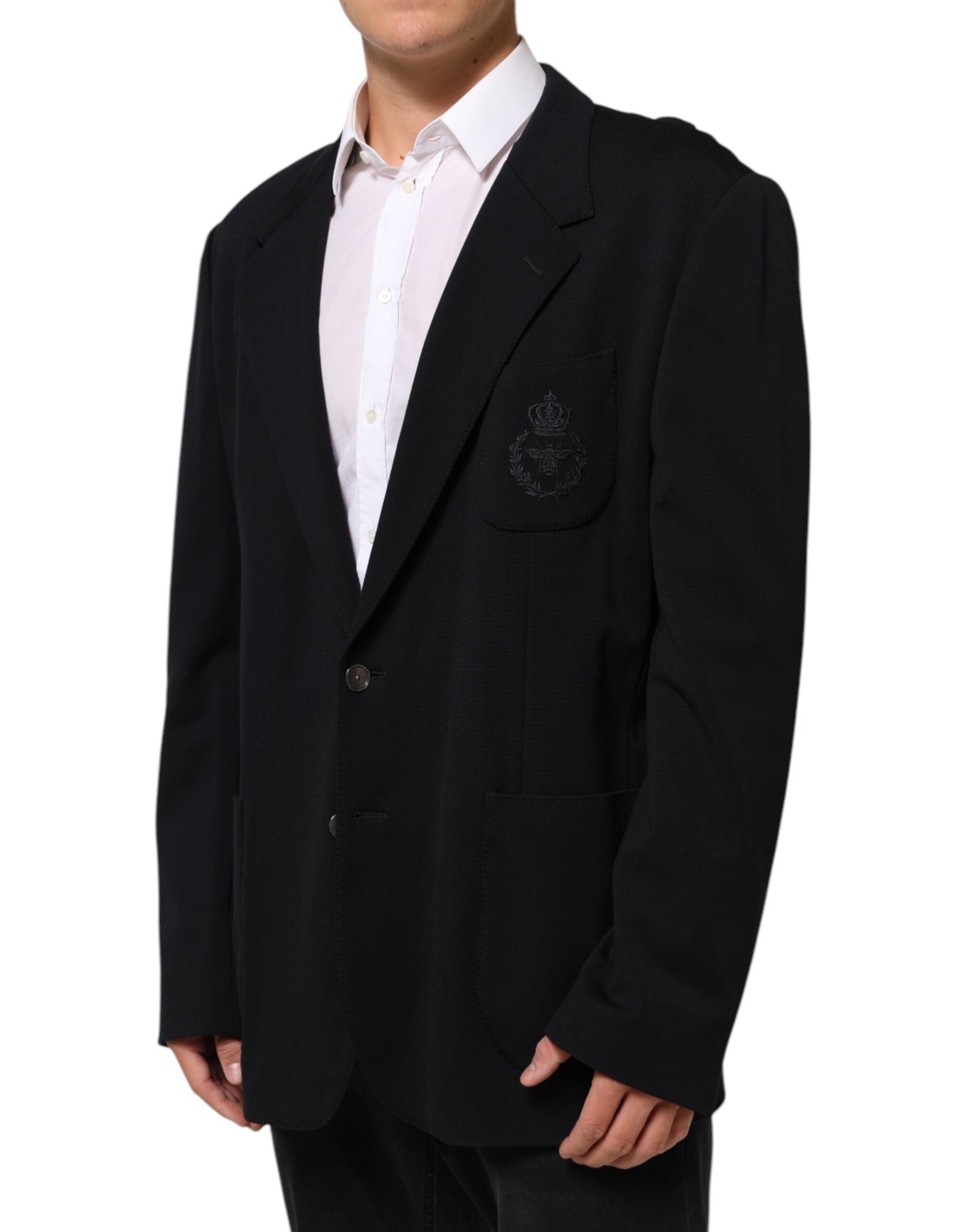 Dolce & Gabbana Dark Blue Viscose 2 Buttons Suit Jacket Blazer