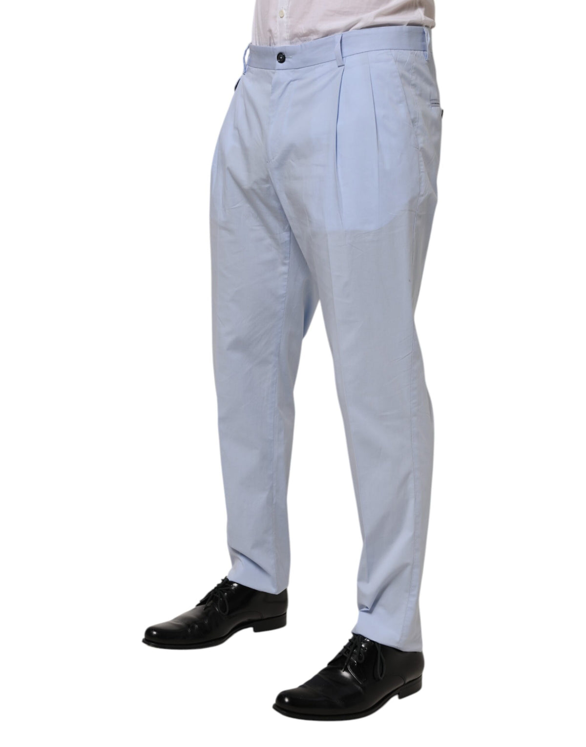 Dolce & Gabbana Light Blue Cotton Stretch Tapered Men Trouser Pants